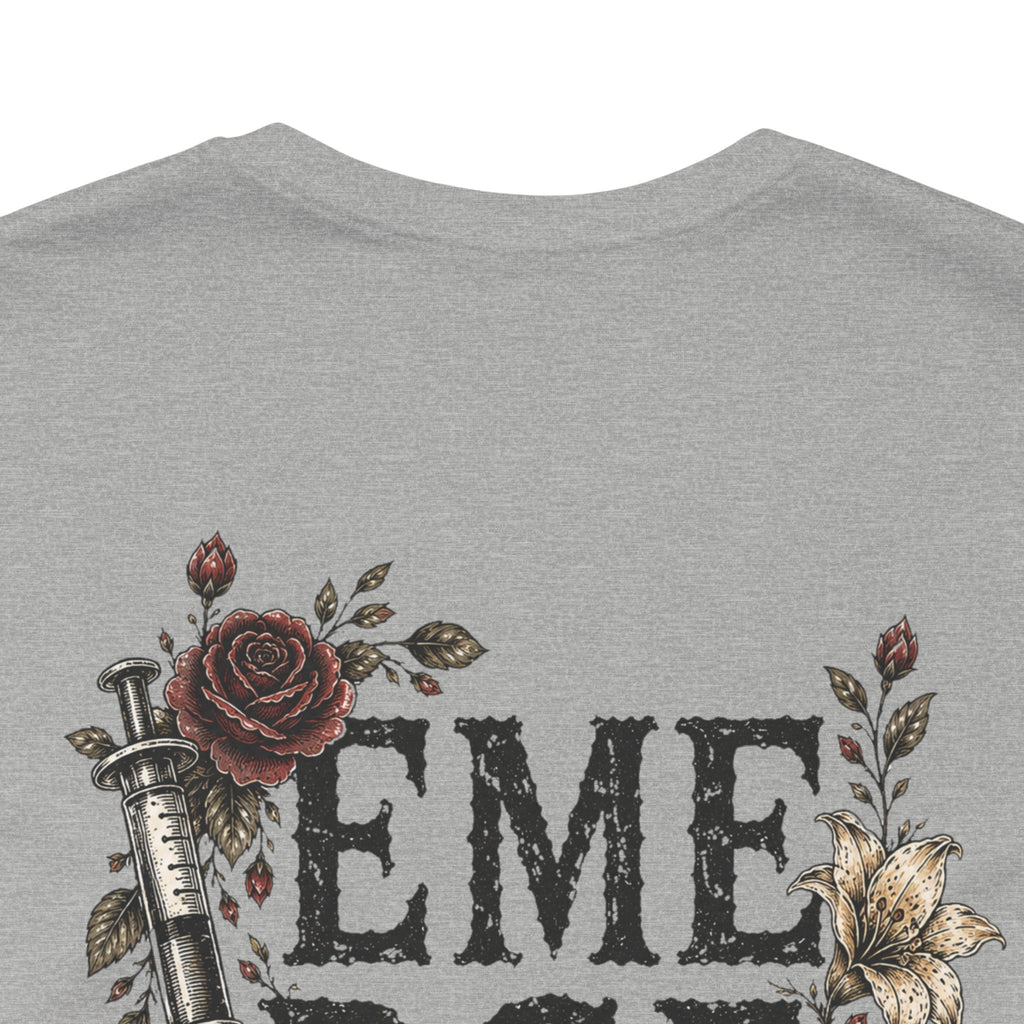 Emergency Nurse Shirt | Gothic Floral Nurse Tee | Vintage Tattoo Style ER Nurse T-Shirt | Bella & Canvas