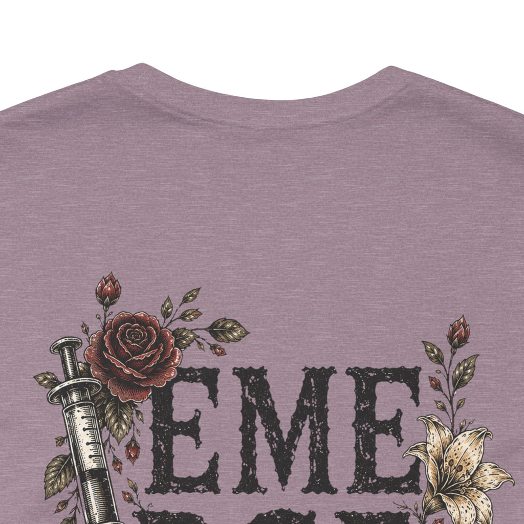 Emergency Nurse Shirt | Gothic Floral Nurse Tee | Vintage Tattoo Style ER Nurse T-Shirt | Bella & Canvas