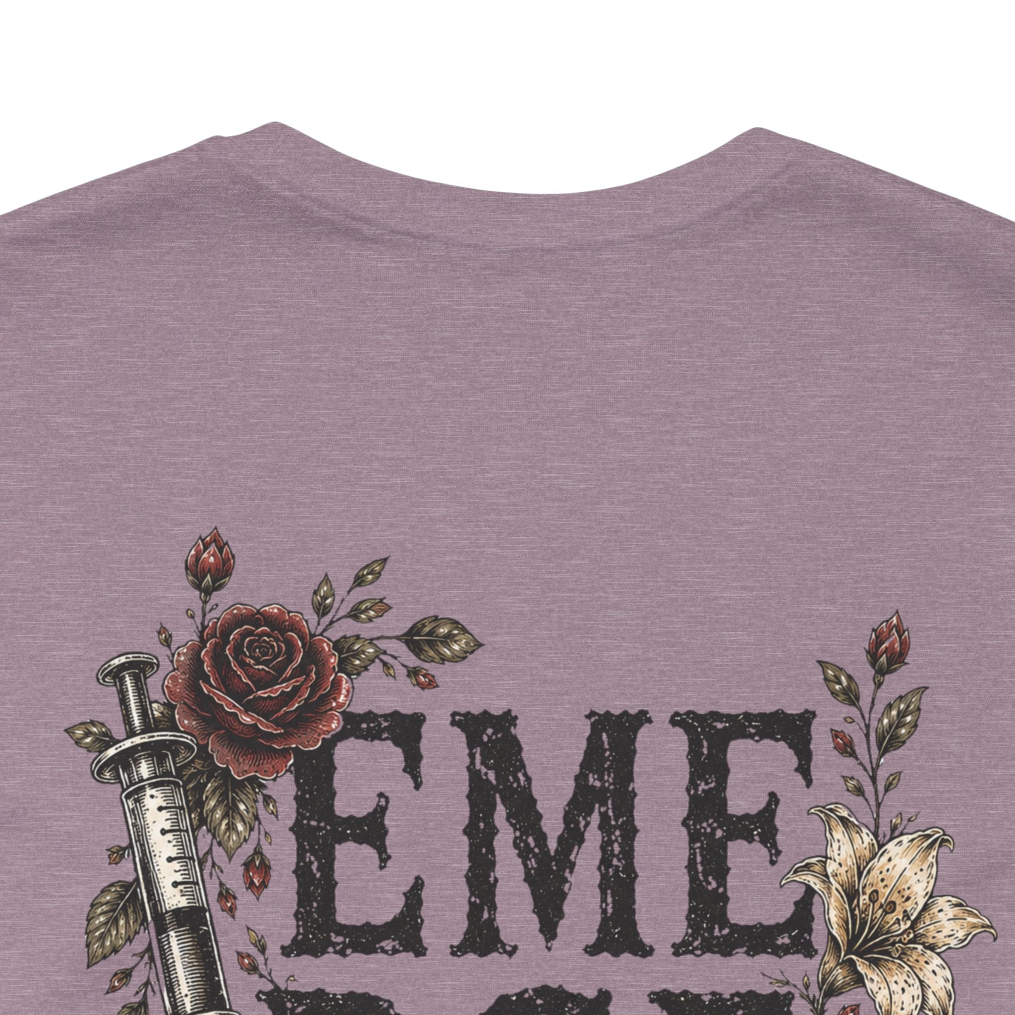 Emergency Nurse Shirt | Gothic Floral Nurse Tee | Vintage Tattoo Style ER Nurse T-Shirt | Bella & Canvas