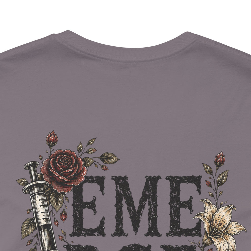 Emergency Nurse Shirt | Gothic Floral Nurse Tee | Vintage Tattoo Style ER Nurse T-Shirt | Bella & Canvas