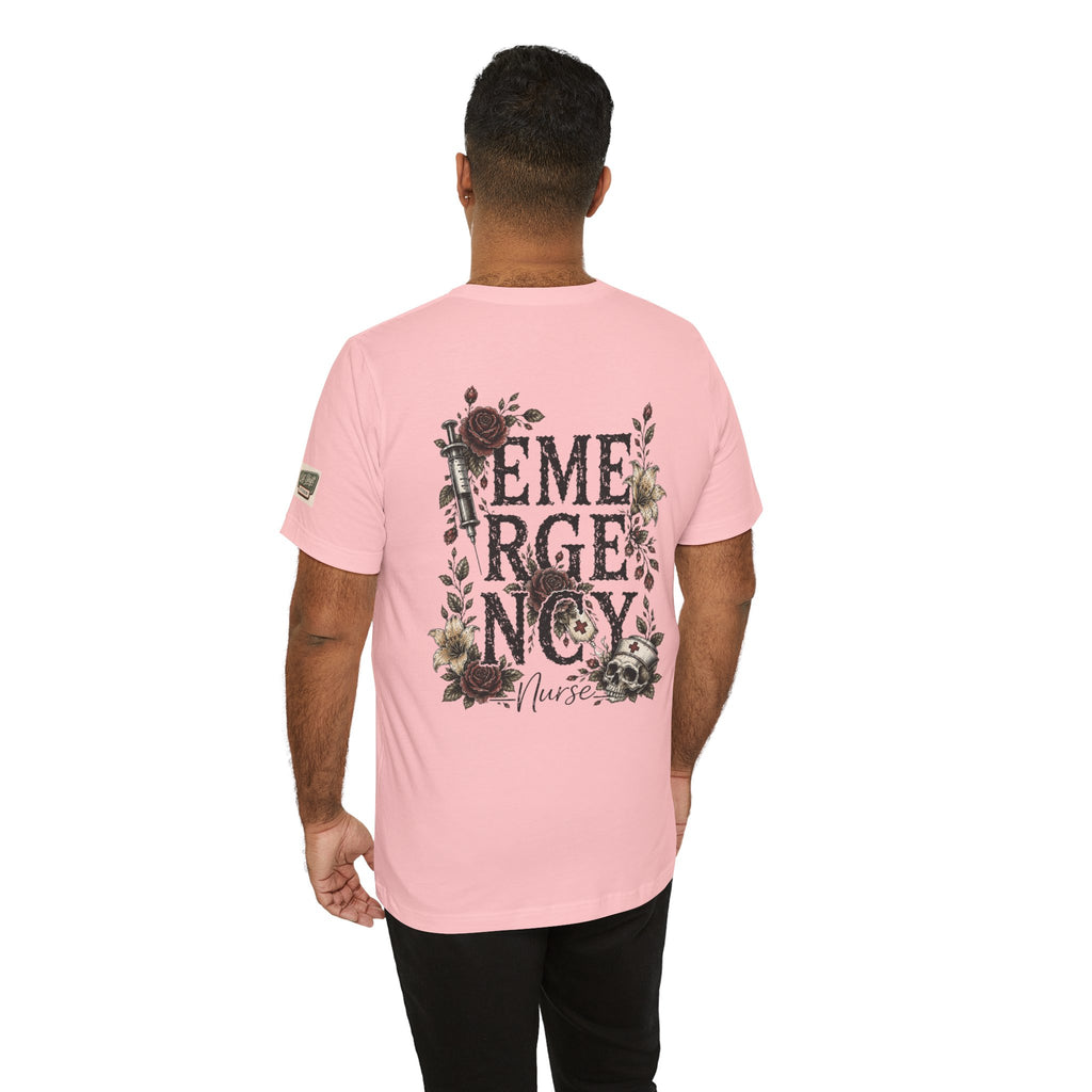 Emergency Nurse Shirt | Gothic Floral Nurse Tee | Vintage Tattoo Style ER Nurse T-Shirt | Bella & Canvas