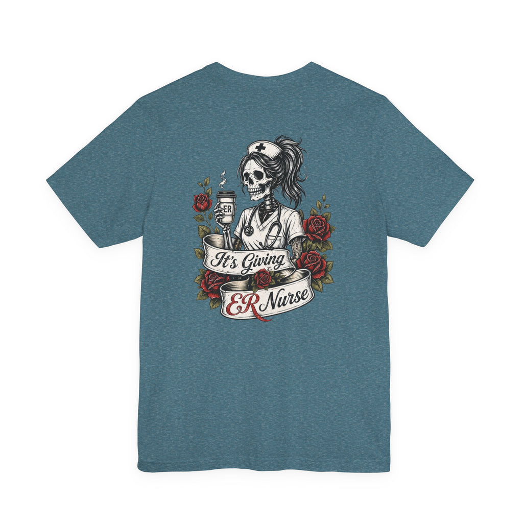 It's Giving ER Nurse Shirt | Funny ER Nurse Tee | Emergency Room Nurse Gift | Gothic Skeleton Nurse Shirt | Tattoo Style Healthcare T-Shirt