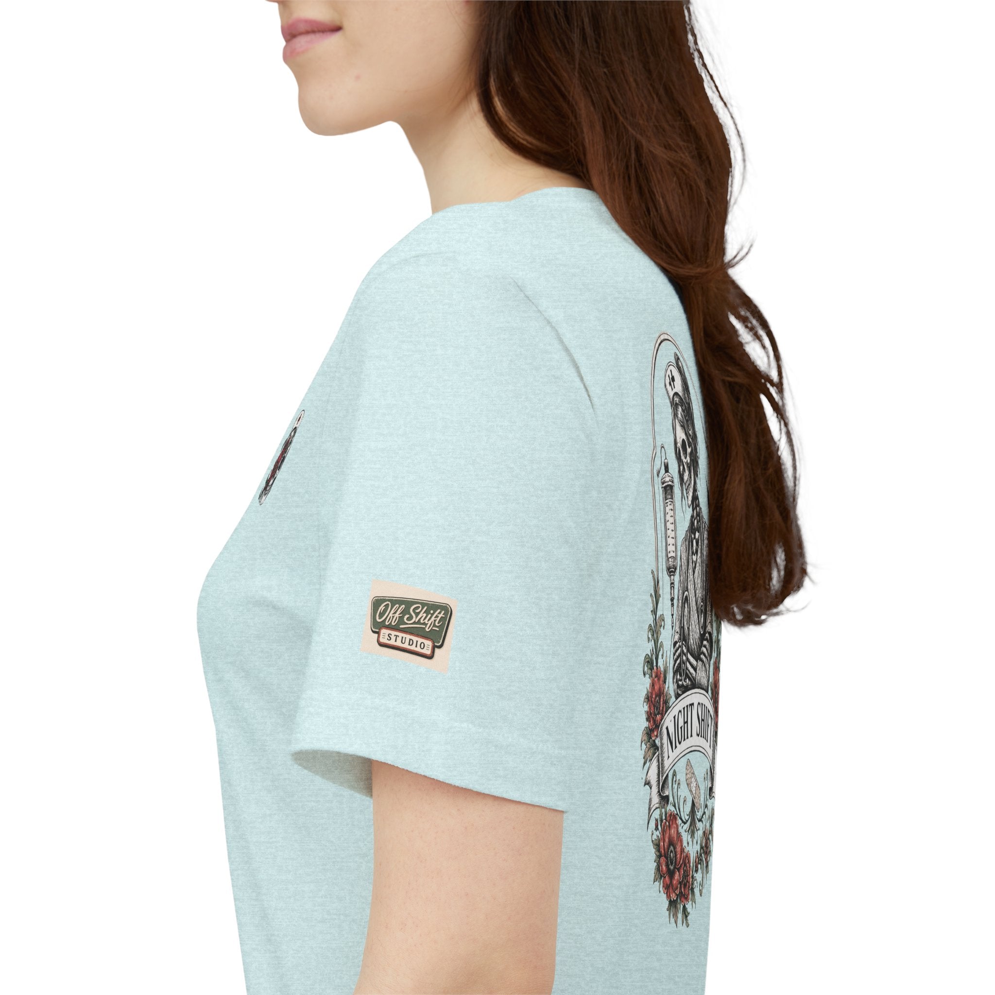 Night Shift Nurse Shirt | Skeleton Nurse T-Shirt | Tattoo Style Medical Shirt | Bella+Canvas