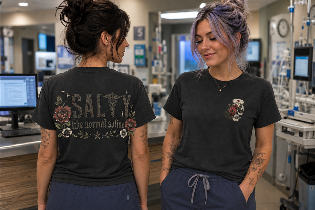 Salty Like Normal Saline Nurse Shirt | Funny Nurse Tee | ER Nurse Gift | Healthcare Worker Shirt | Medical Humor Tee
