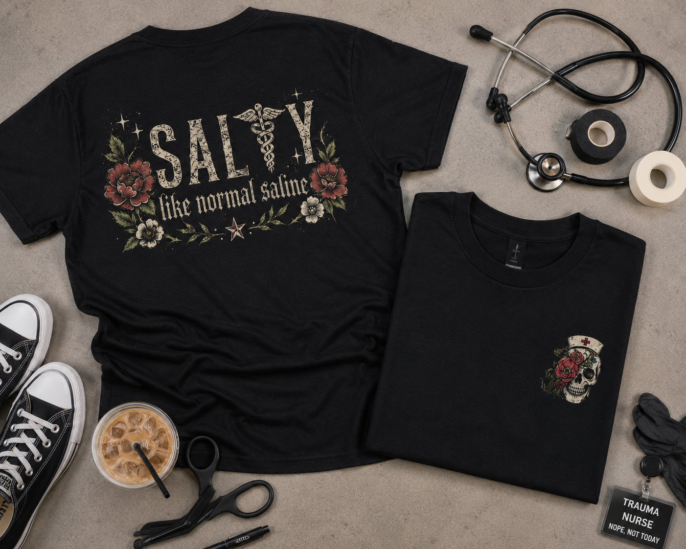 Salty Like Normal Saline Nurse Shirt | Funny Nurse Tee | ER Nurse Gift | Healthcare Worker Shirt | Medical Humor Tee