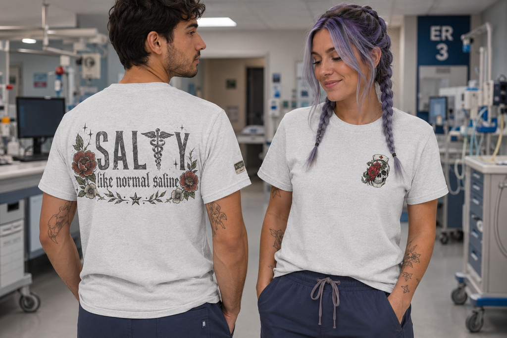 Salty Like Normal Saline Tee — Floral Nurse Medical T-Shirt