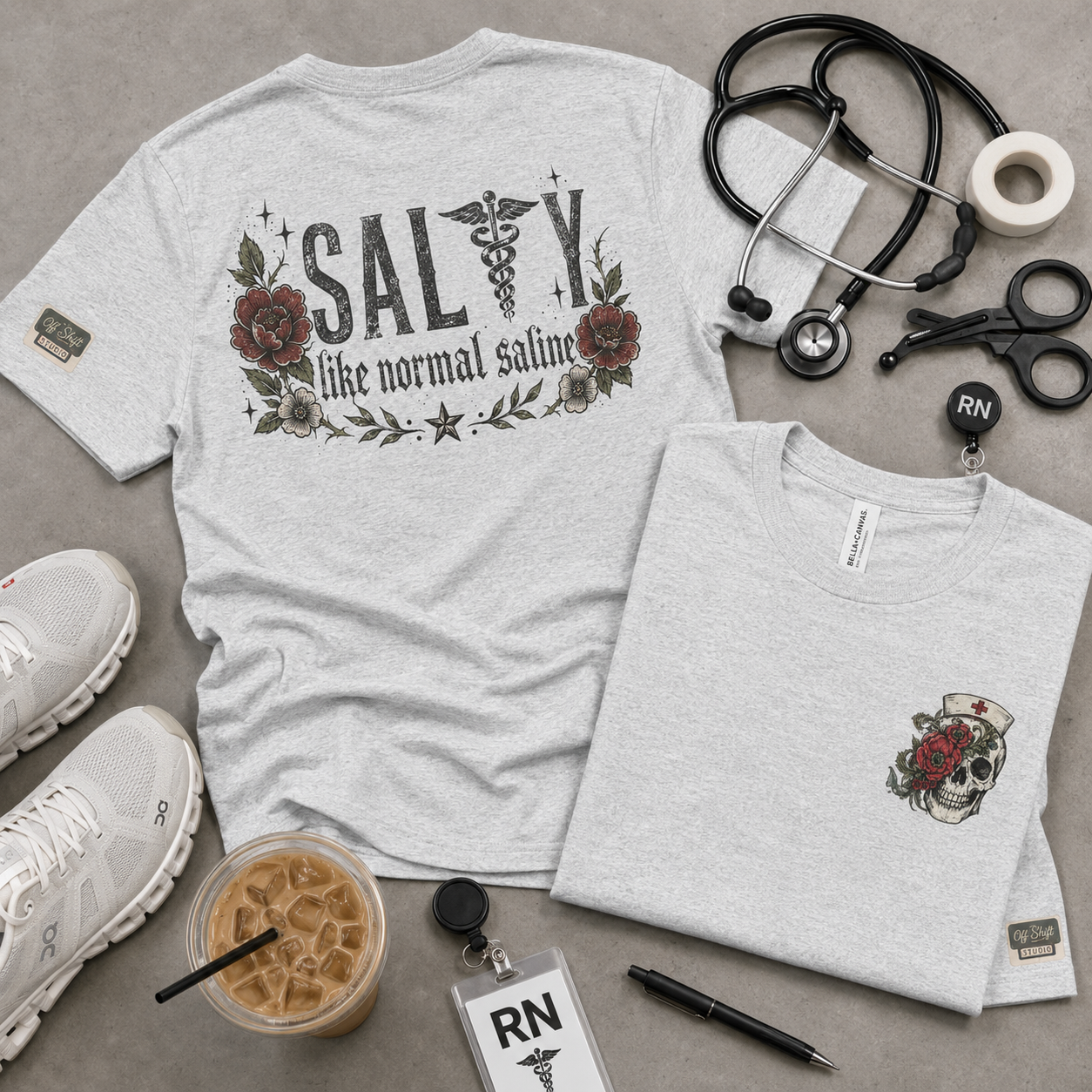 Salty Like Normal Saline Tee — Floral Nurse Medical T-Shirt