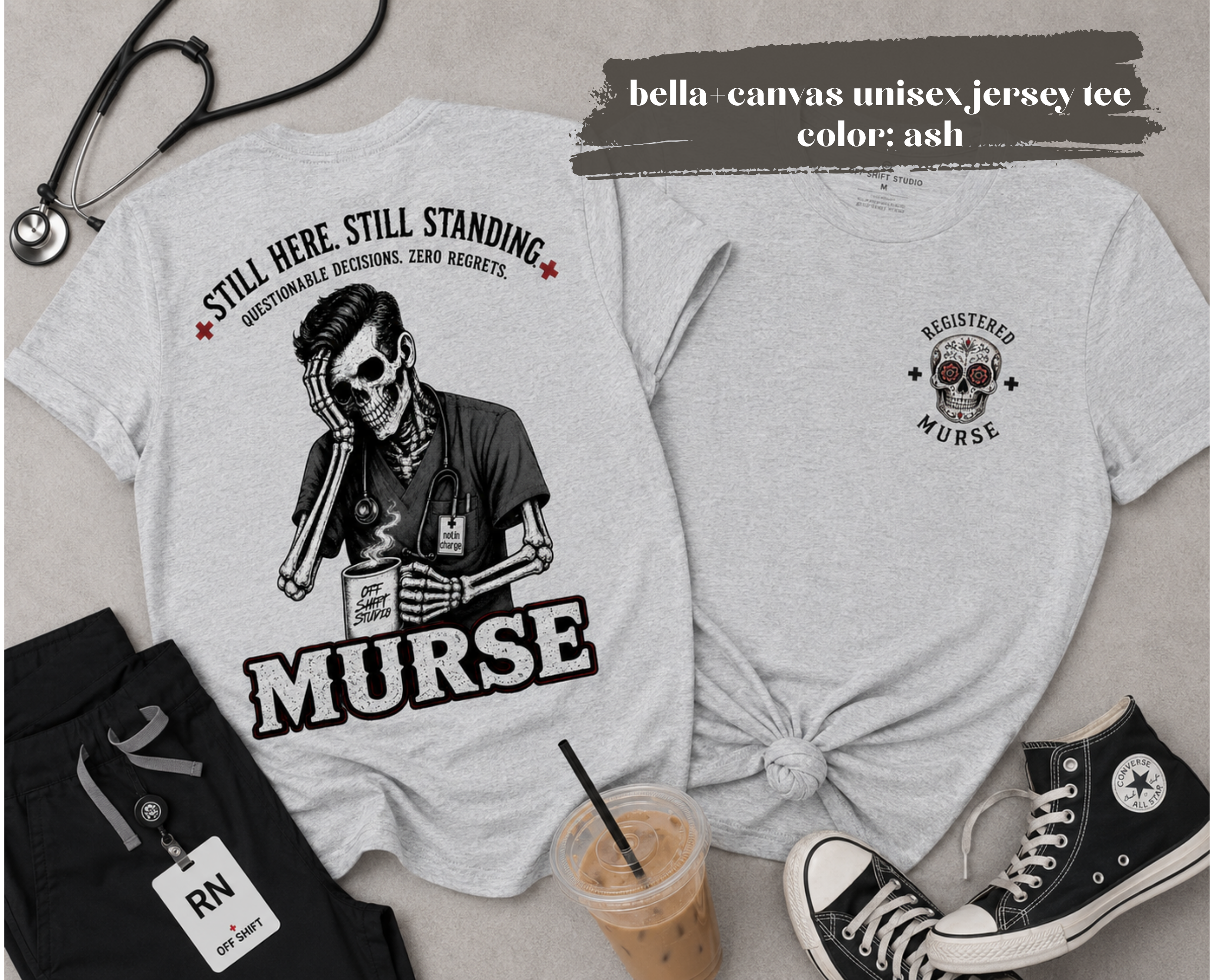 Murse Skeleton Nurse Graphic Tee — Back Print | Male Nurse Gift