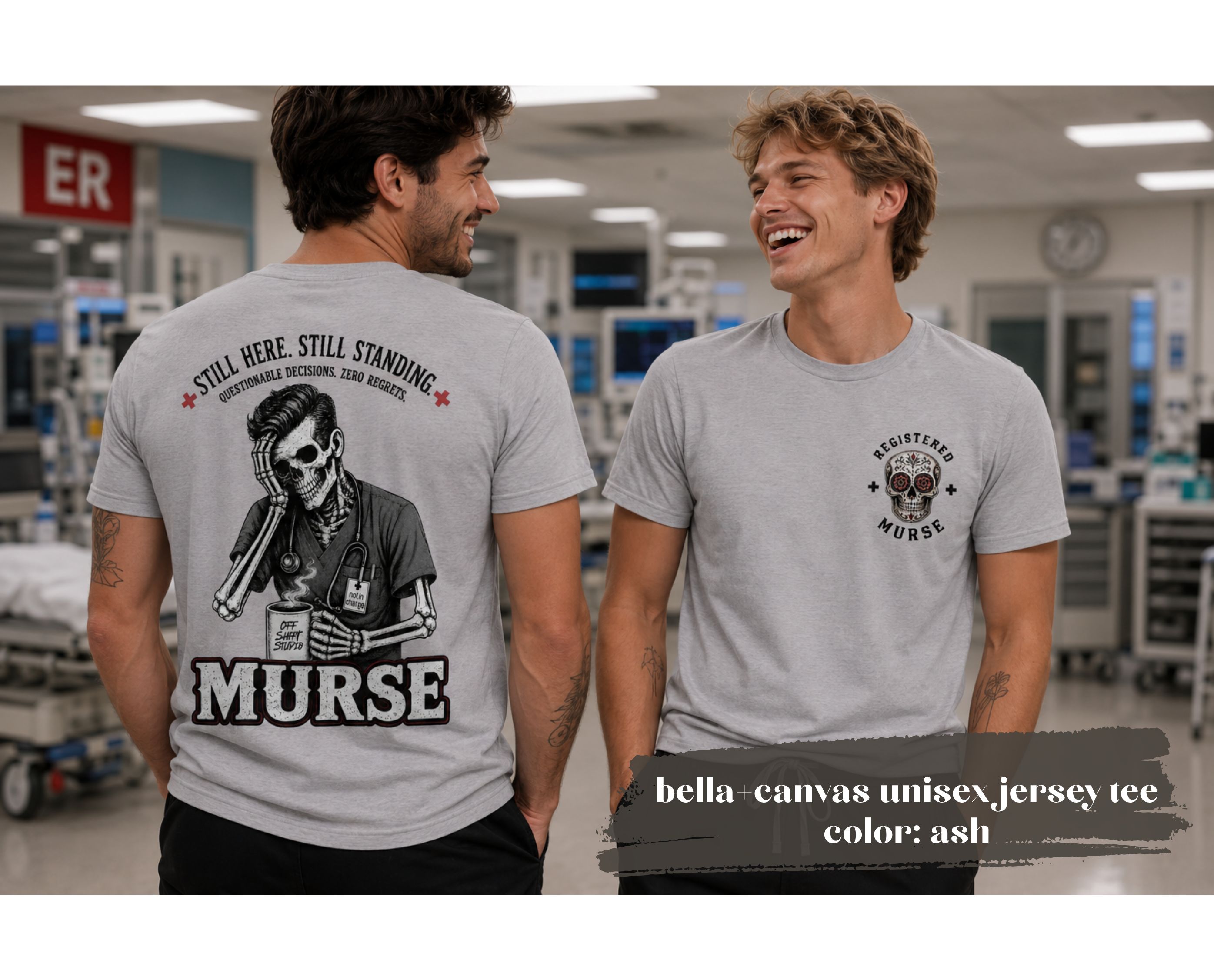 Murse Skeleton Nurse Graphic Tee — Back Print | Male Nurse Gift
