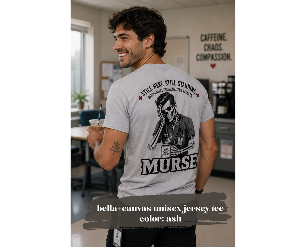 Murse Skeleton Nurse Graphic Tee — Back Print | Male Nurse Gift