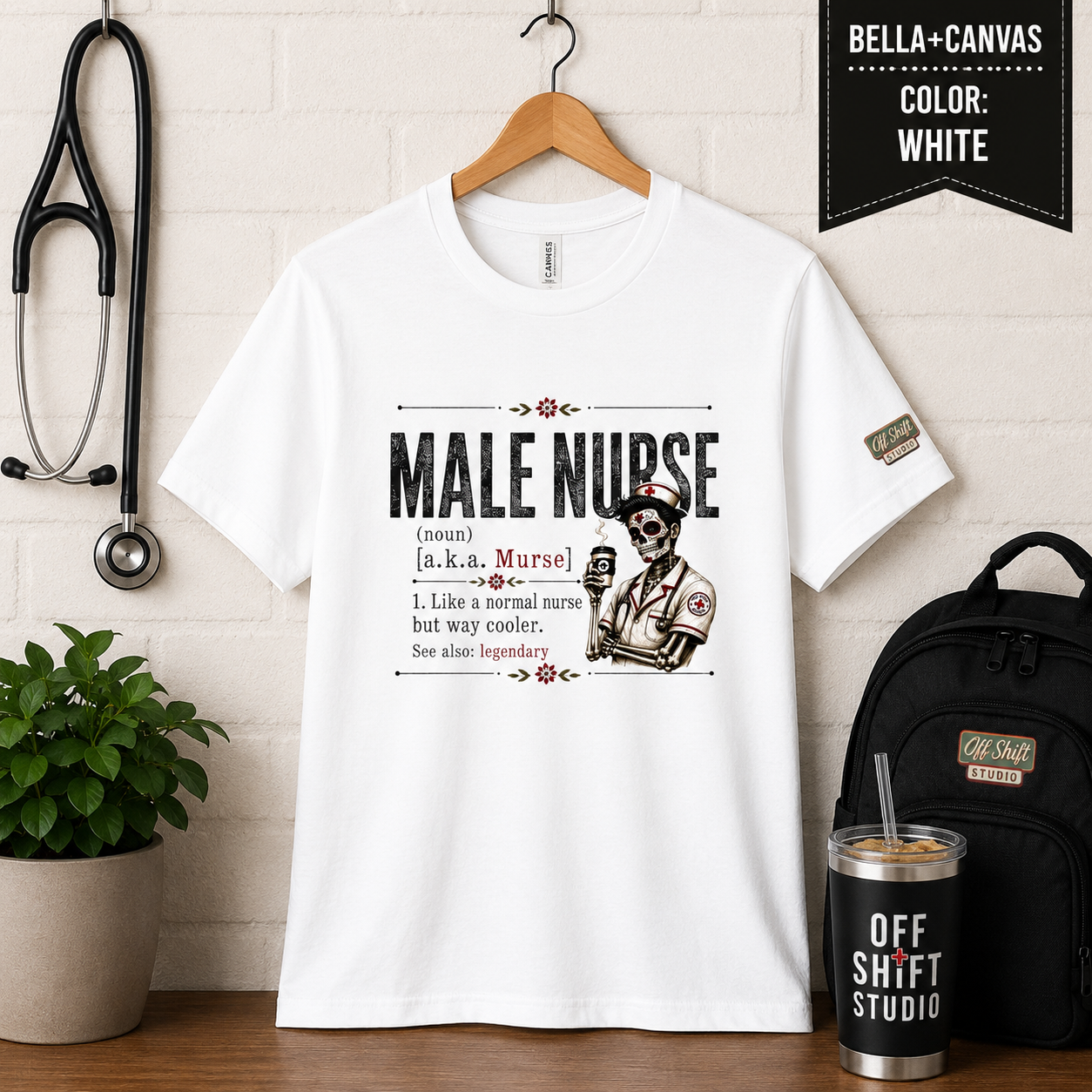Male Nurse Definition Tee | Murse T-Shirt | Medical Humor | Skeleton Design