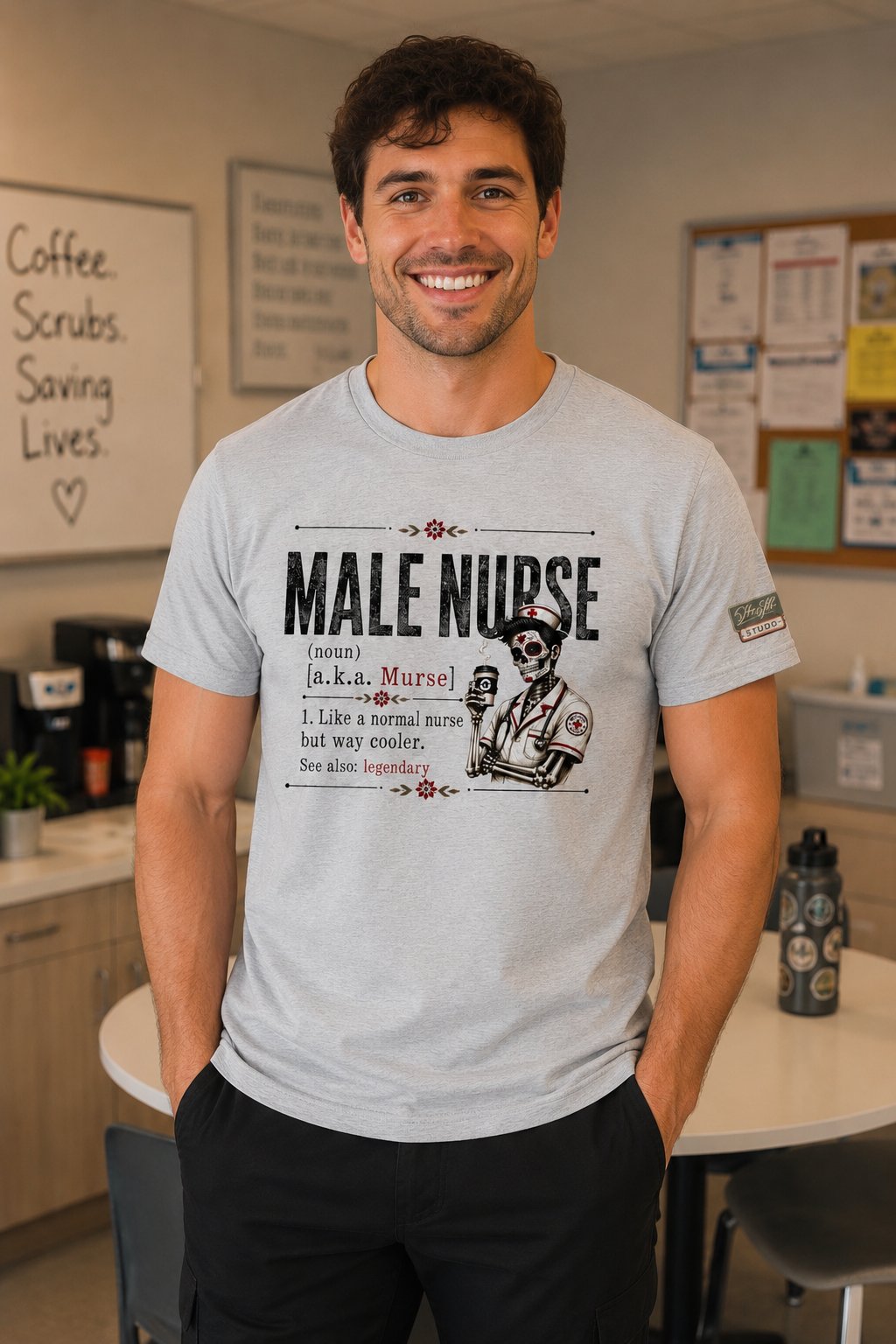 Male Nurse Definition Tee | Murse T-Shirt | Medical Humor | Skeleton Design