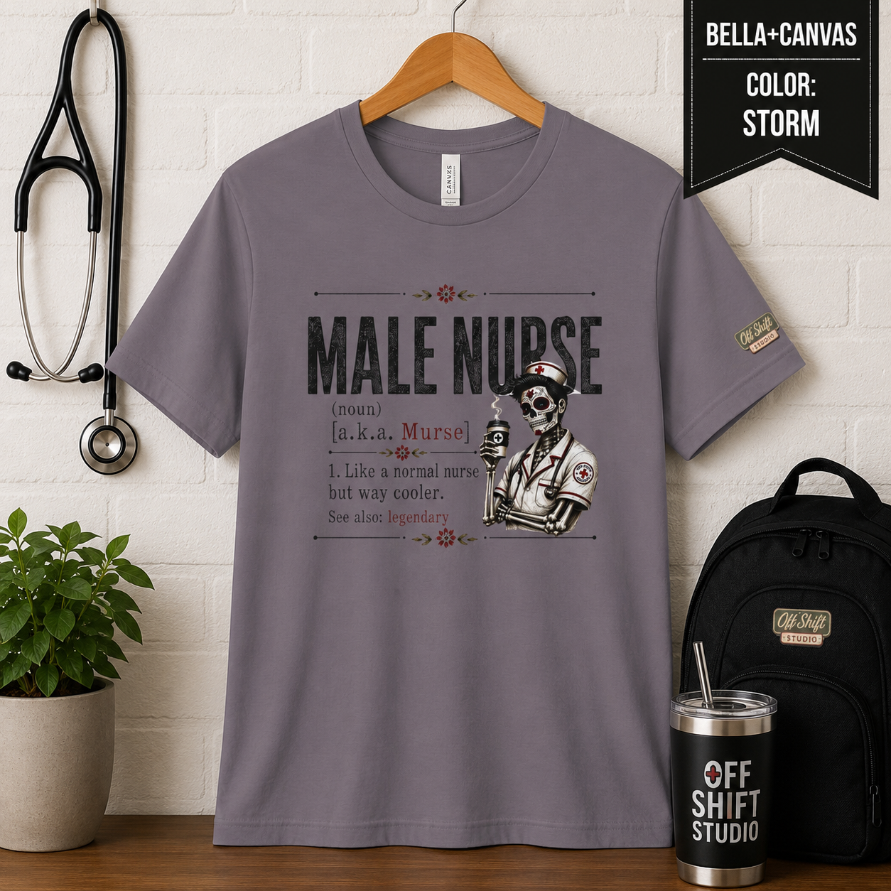 Male Nurse Definition Tee | Murse T-Shirt | Medical Humor | Skeleton Design
