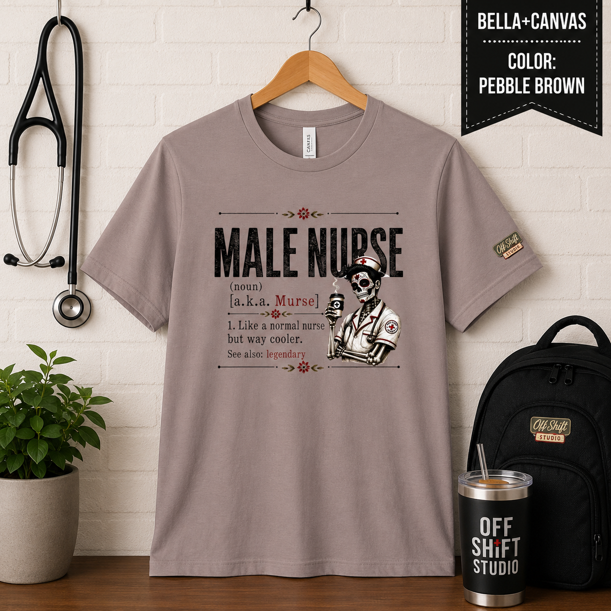 Male Nurse Definition Tee | Murse T-Shirt | Medical Humor | Skeleton Design
