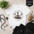 Night Shift Squad Skeleton Tee | Caffeine & Controlled Chaos | Coffee Skull Design