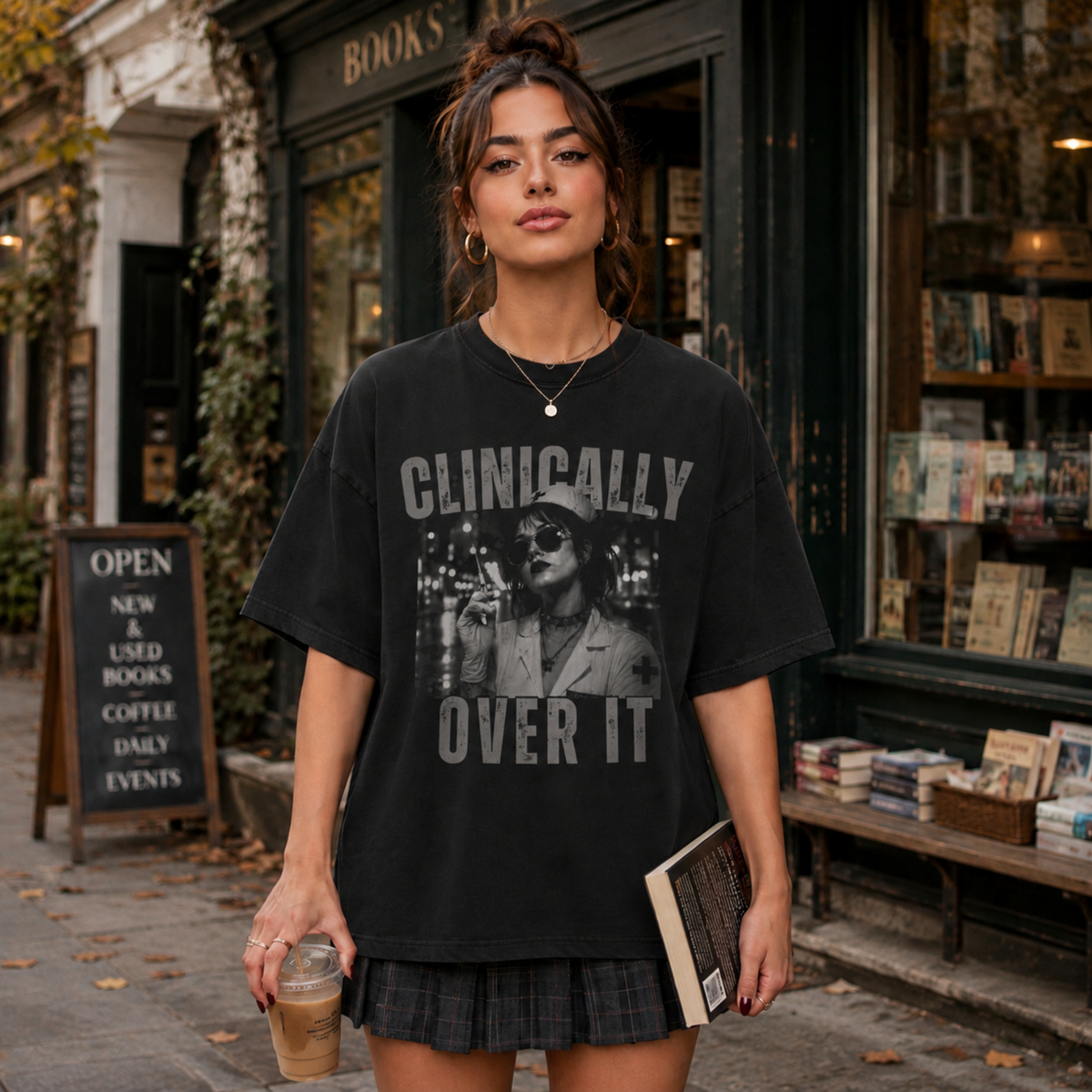 Nurse Noir Graphic T‑Shirt — Moody Vintage Nurse Photo Tee
