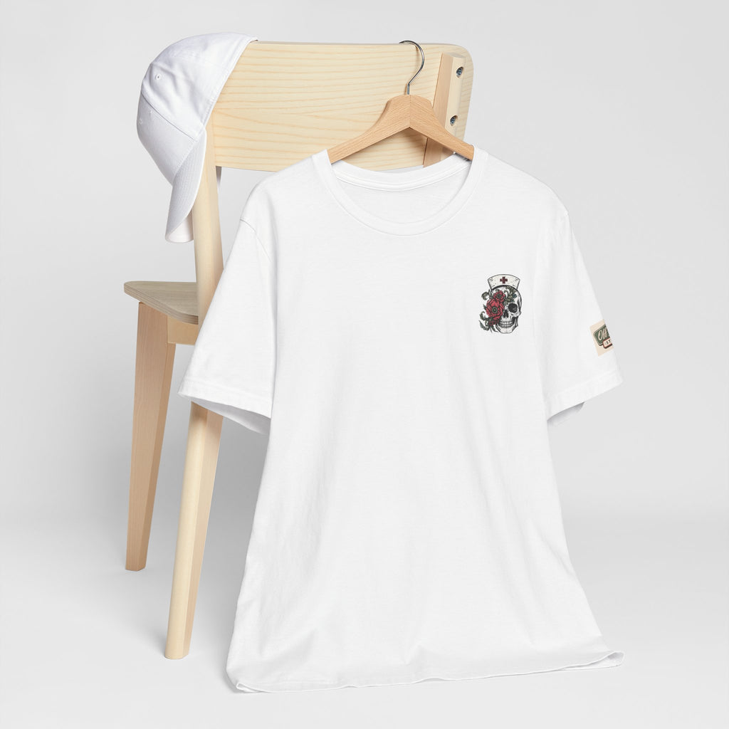 Emergency Nurse Shirt | Gothic Floral Nurse Tee | Vintage Tattoo Style ER Nurse T-Shirt | Bella & Canvas