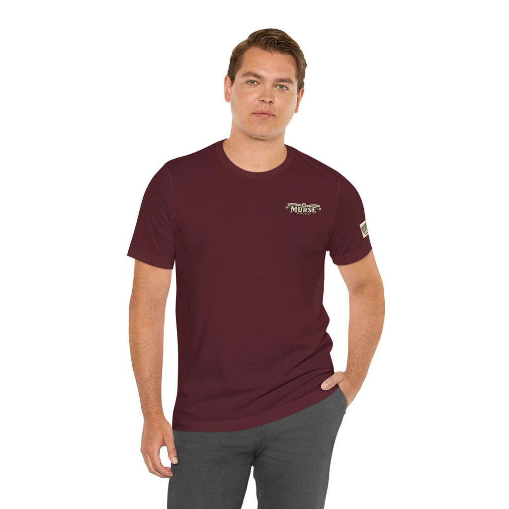 Murse Skull Nurse Graphic Tee — Vintage Medical Tattoo Back Print | Male Nurse Gift