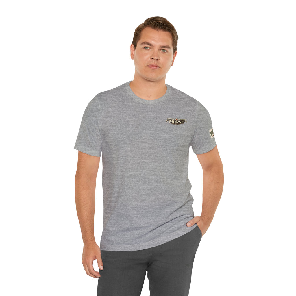 Murse Skull Nurse Graphic Tee — Vintage Medical Tattoo Back Print | Male Nurse Gift