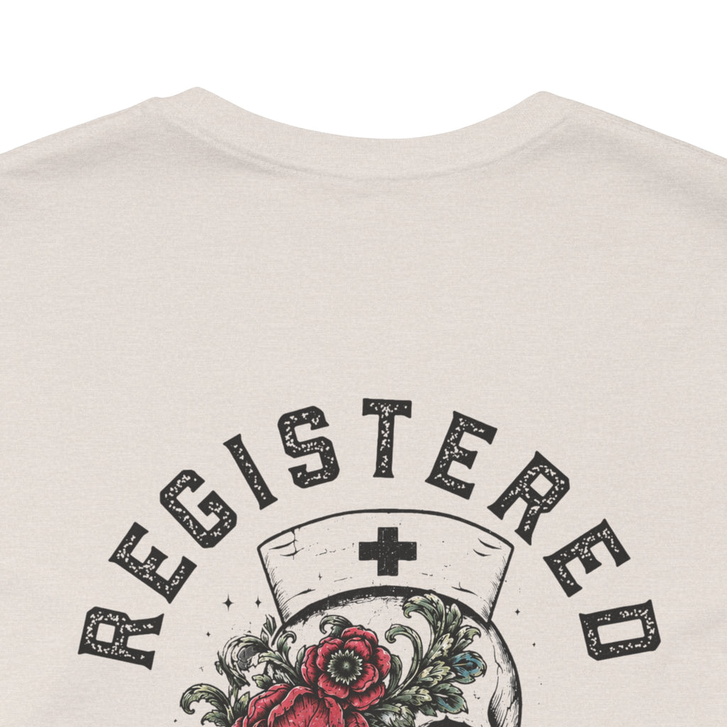 Registered Nurse Vintage Skull Tee | Tattoo Style RN Shirt | Nurse Gift | Floral Skull Graphic Tee | Bella Canvas | Off Shift Studio