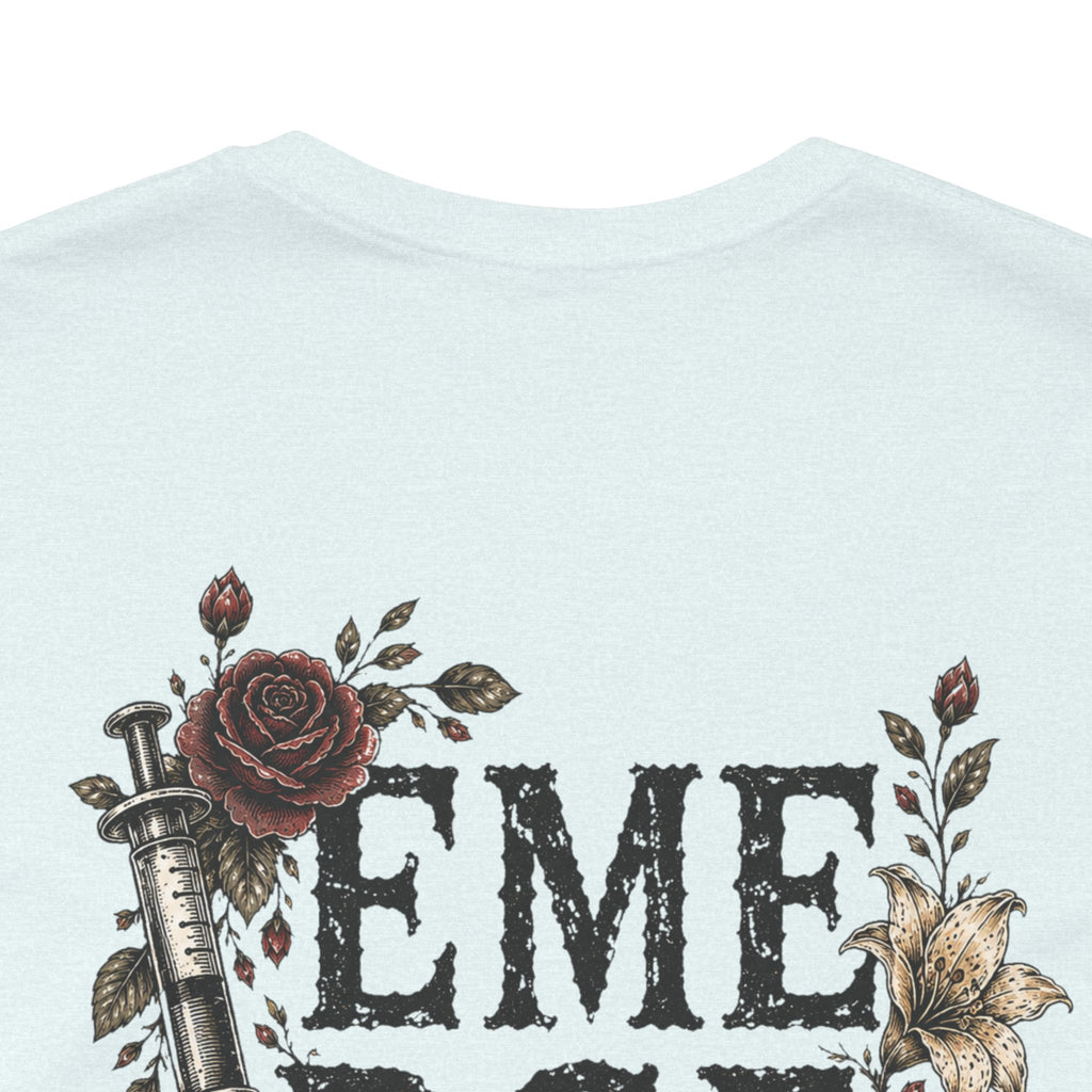 Emergency Nurse Shirt | Gothic Floral Nurse Tee | Vintage Tattoo Style ER Nurse T-Shirt | Bella & Canvas