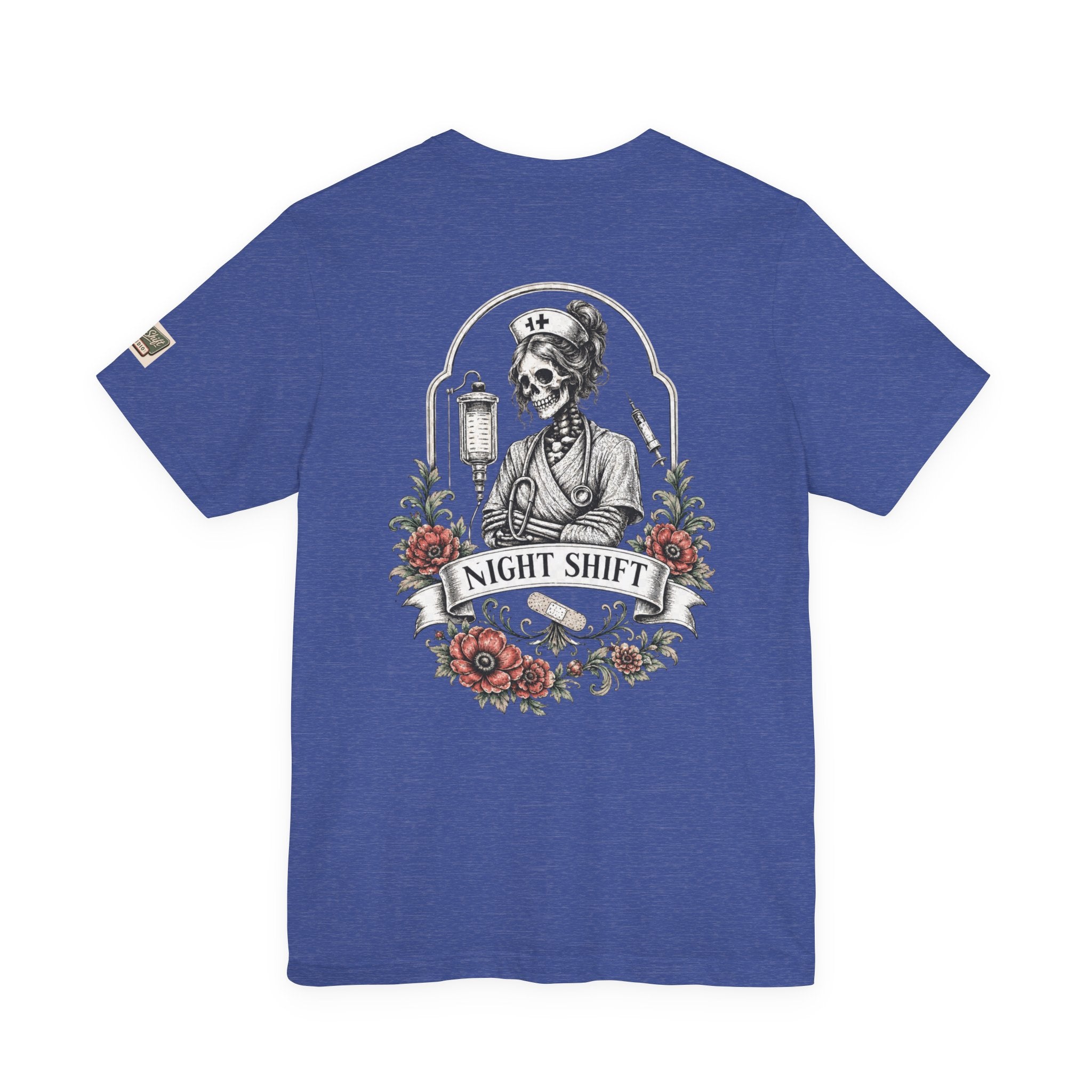 Night Shift Nurse Shirt | Skeleton Nurse T-Shirt | Tattoo Style Medical Shirt | Bella+Canvas