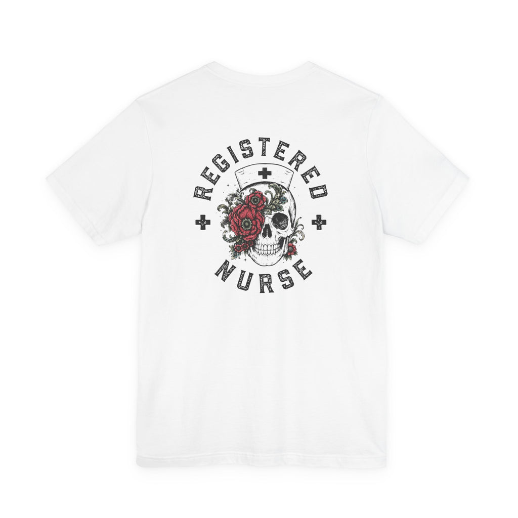 Registered Nurse Vintage Skull Tee | Tattoo Style RN Shirt | Nurse Gift | Floral Skull Graphic Tee | Bella Canvas | Off Shift Studio