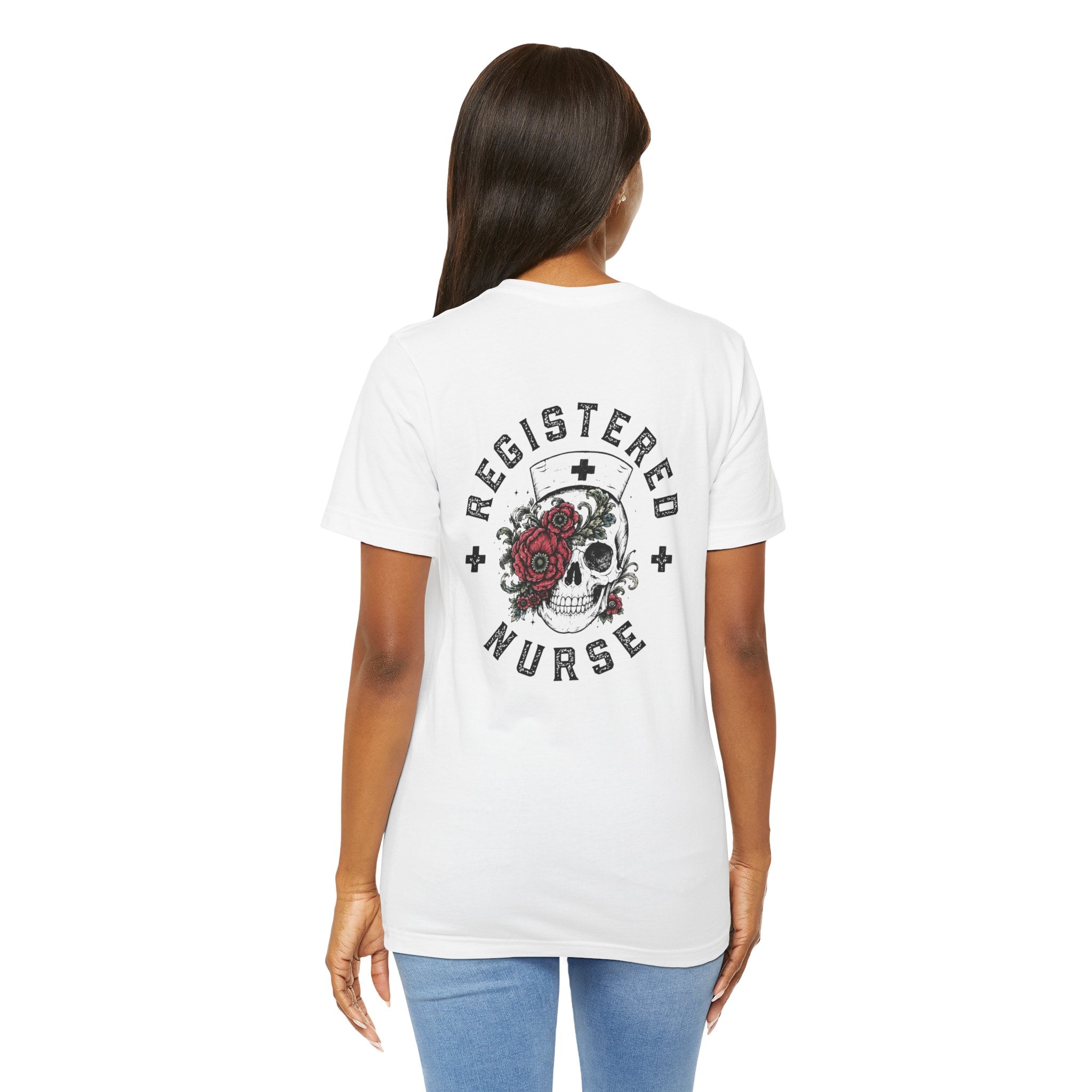 Registered Nurse Vintage Skull Tee | Tattoo Style RN Shirt | Nurse Gift | Floral Skull Graphic Tee | Bella Canvas | Off Shift Studio