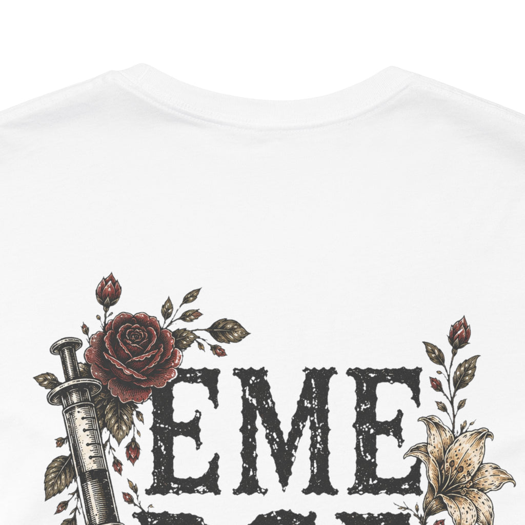 Emergency Nurse Shirt | Gothic Floral Nurse Tee | Vintage Tattoo Style ER Nurse T-Shirt | Bella & Canvas
