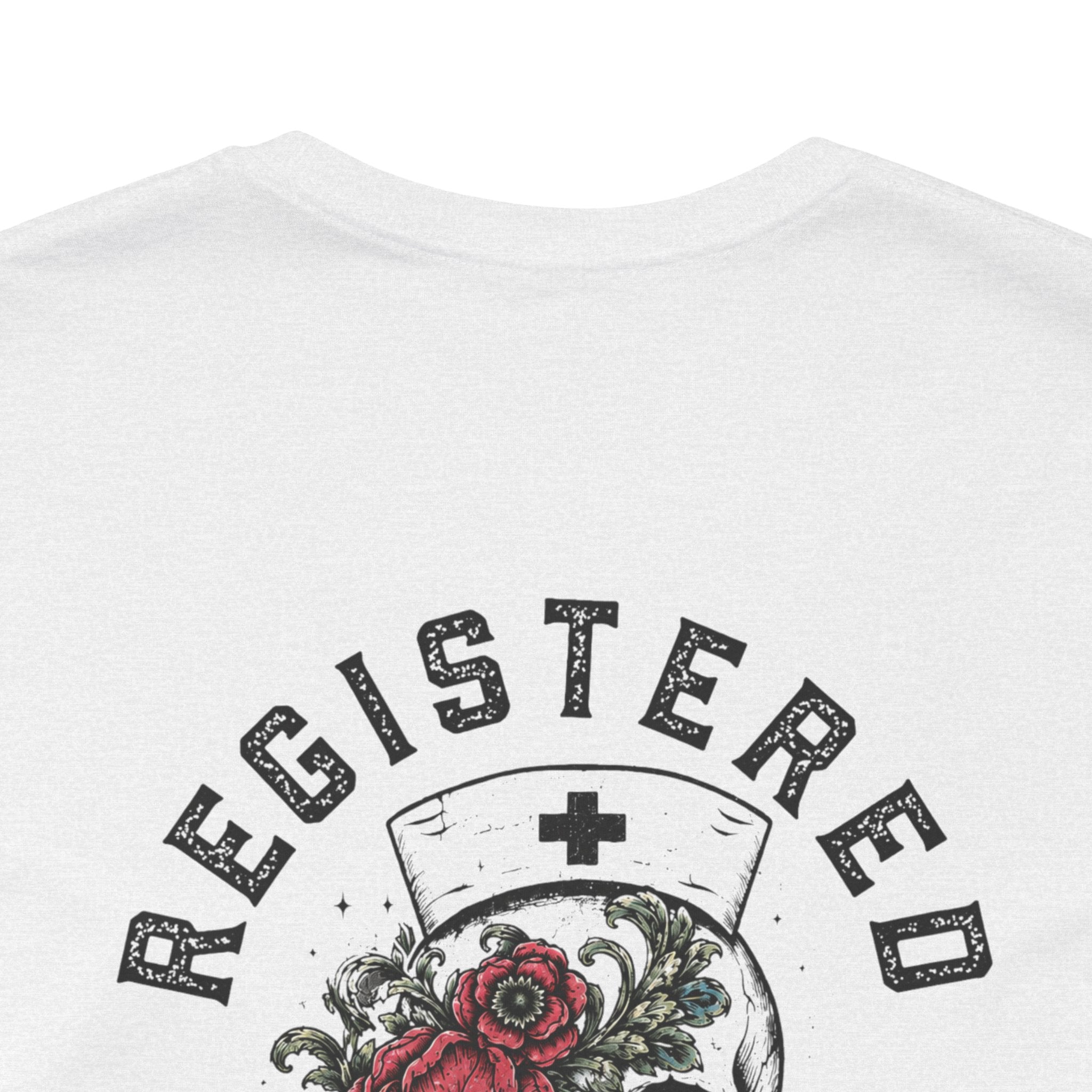 Registered Nurse Vintage Skull Tee | Tattoo Style RN Shirt | Nurse Gift | Floral Skull Graphic Tee | Bella Canvas | Off Shift Studio