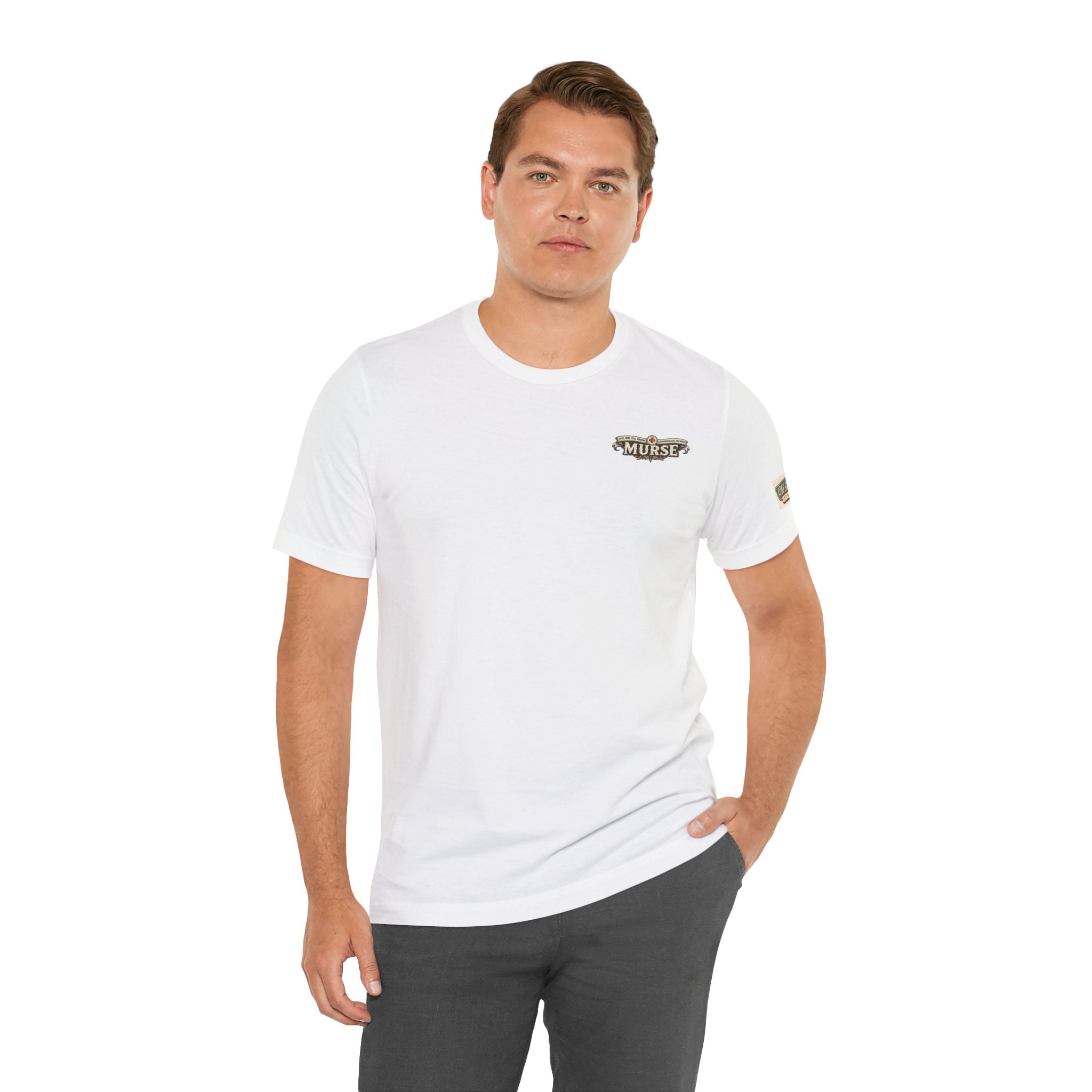 Murse Skull Nurse Graphic Tee — Vintage Medical Tattoo Back Print | Male Nurse Gift