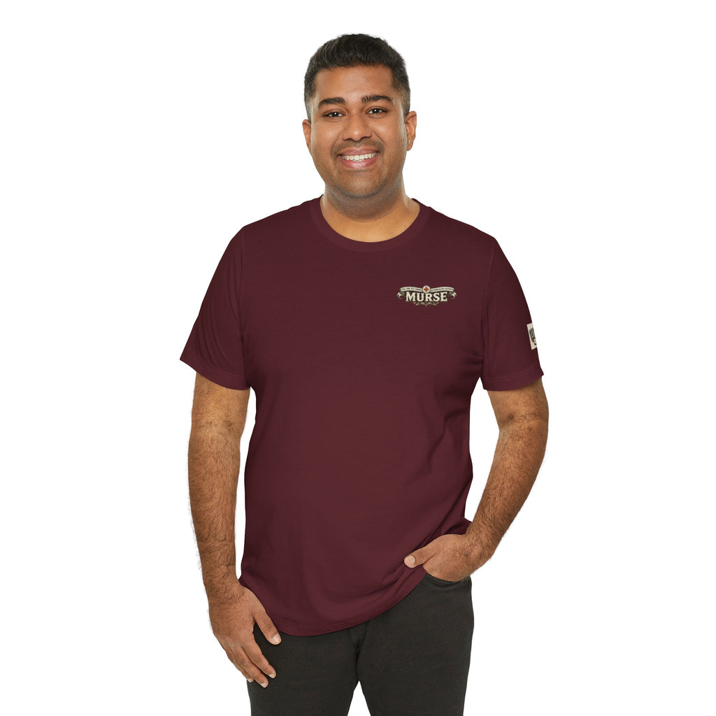 Murse Skull Nurse Graphic Tee — Vintage Medical Tattoo Back Print | Male Nurse Gift