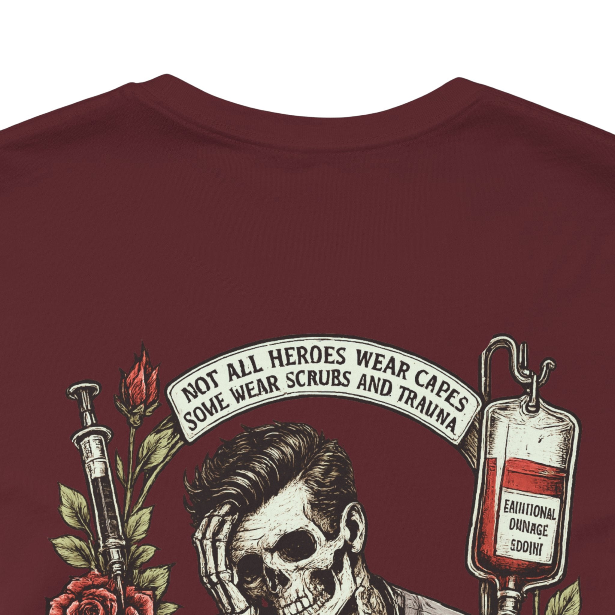 Murse Skull Nurse Graphic Tee — Vintage Medical Tattoo Back Print | Male Nurse Gift