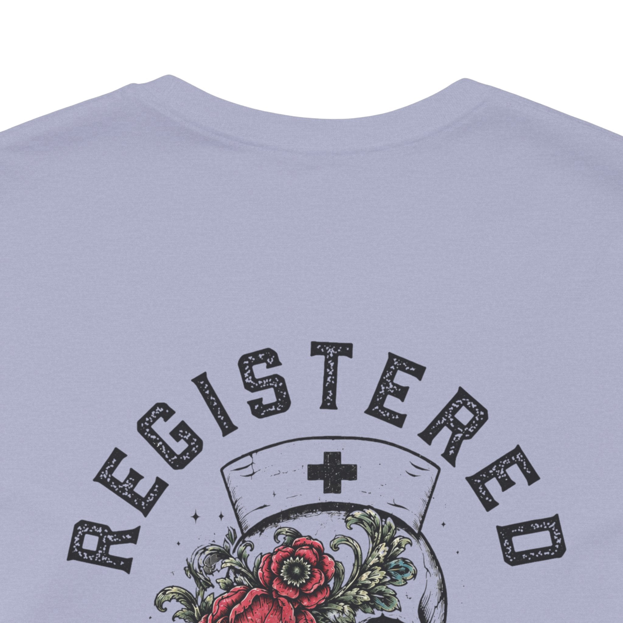 Registered Nurse Vintage Skull Tee | Tattoo Style RN Shirt | Nurse Gift | Floral Skull Graphic Tee | Bella Canvas | Off Shift Studio