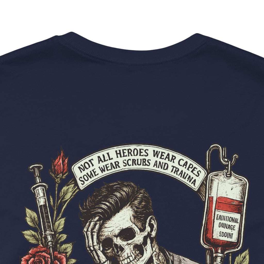 Murse Skull Nurse Graphic Tee — Vintage Medical Tattoo Back Print | Male Nurse Gift