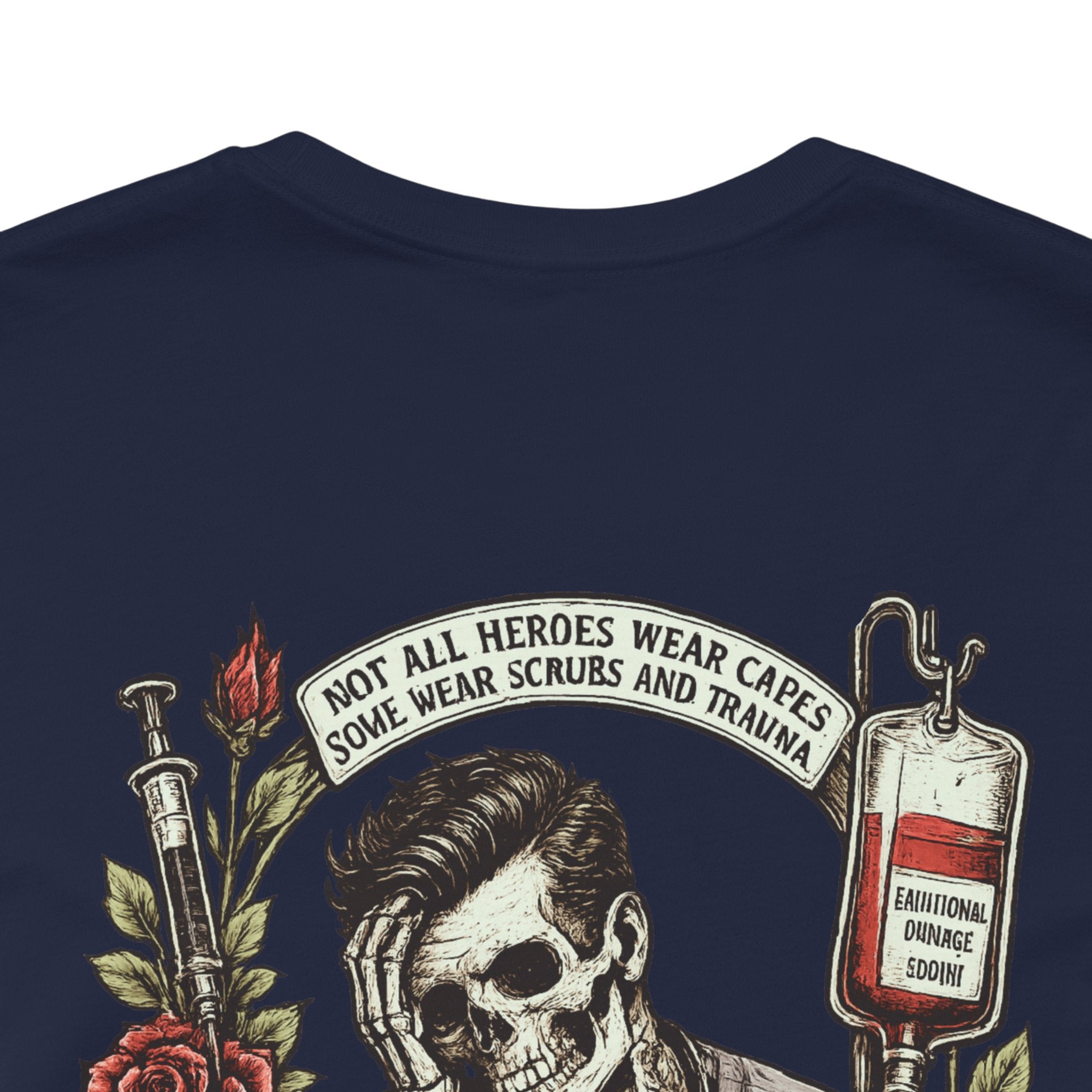 Murse Skull Nurse Graphic Tee — Vintage Medical Tattoo Back Print | Male Nurse Gift