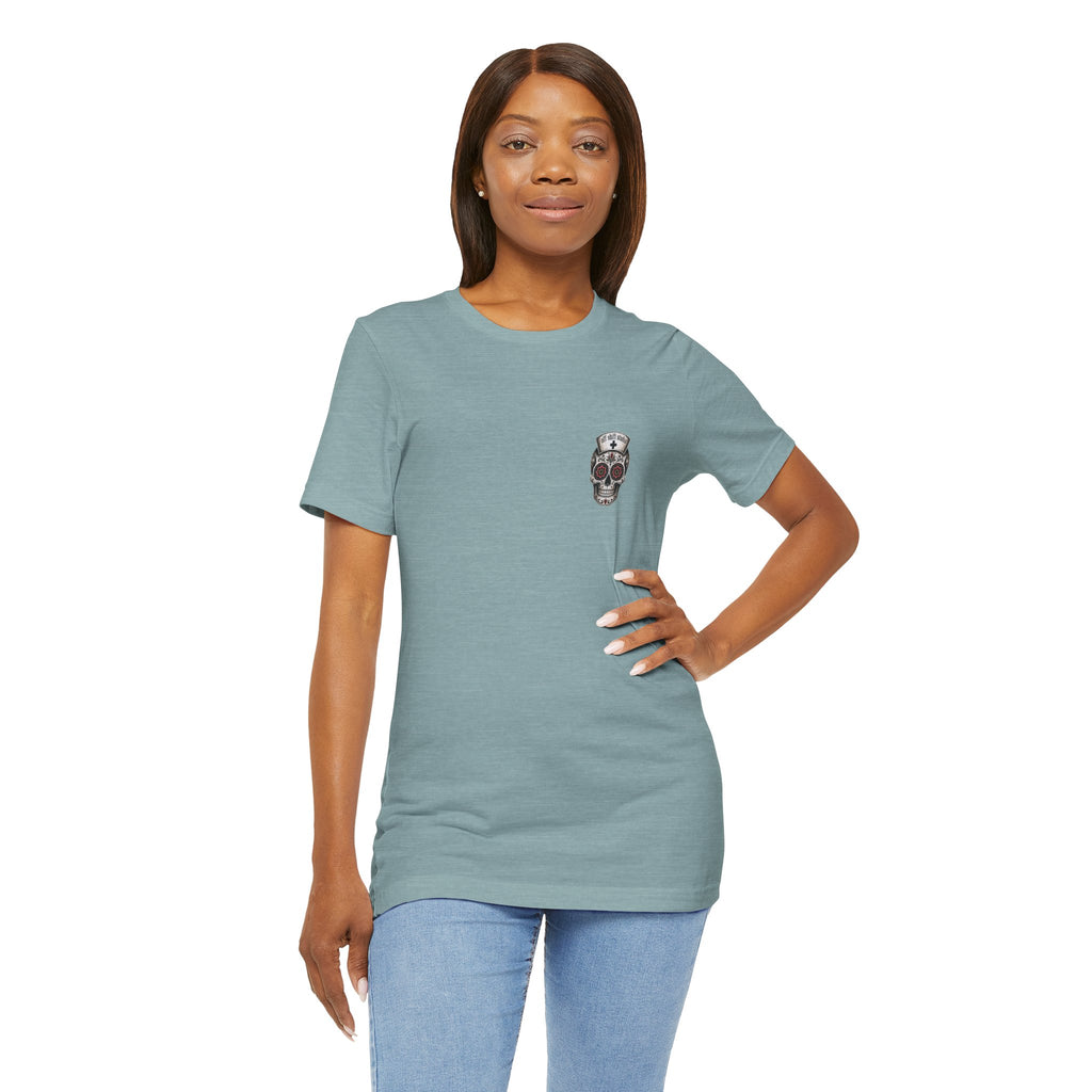 Registered Nurse Vintage Skull Tee | Tattoo Style RN Shirt | Nurse Gift | Floral Skull Graphic Tee | Bella Canvas | Off Shift Studio