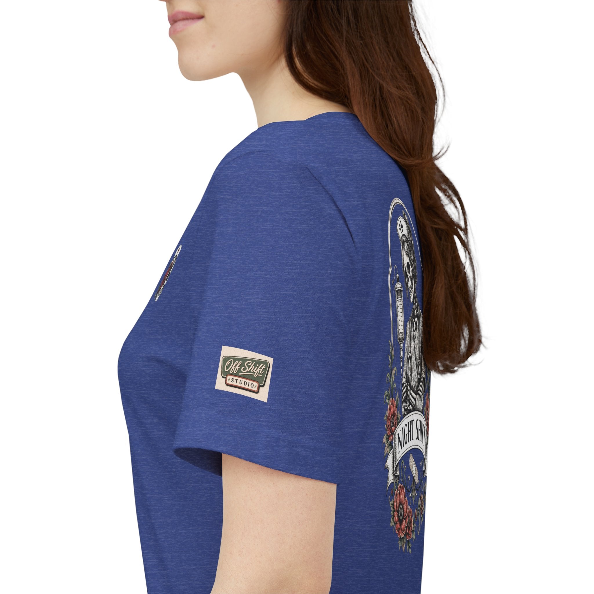 Night Shift Nurse Shirt | Skeleton Nurse T-Shirt | Tattoo Style Medical Shirt | Bella+Canvas