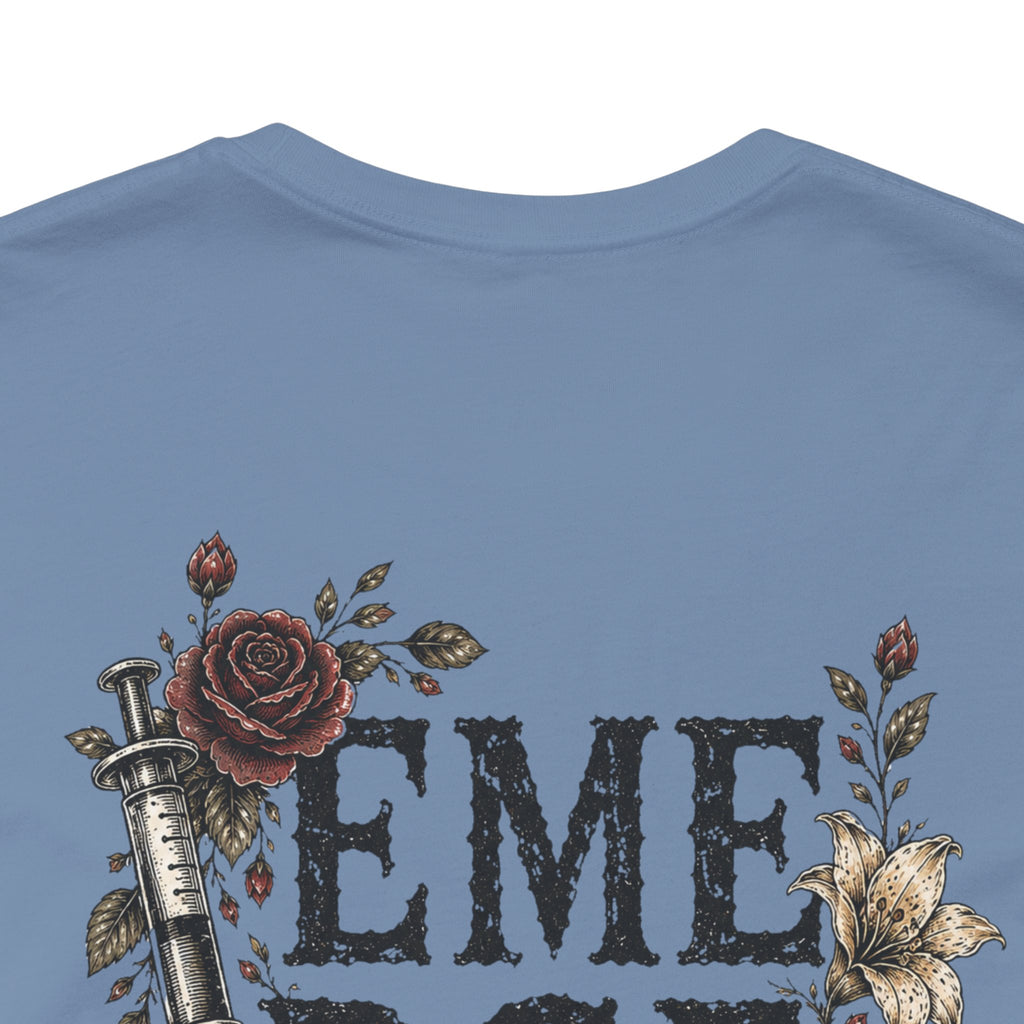 Emergency Nurse Shirt | Gothic Floral Nurse Tee | Vintage Tattoo Style ER Nurse T-Shirt | Bella & Canvas