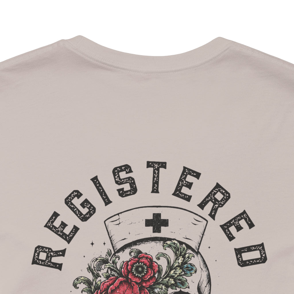 Registered Nurse Vintage Skull Tee | Tattoo Style RN Shirt | Nurse Gift | Floral Skull Graphic Tee | Bella Canvas | Off Shift Studio