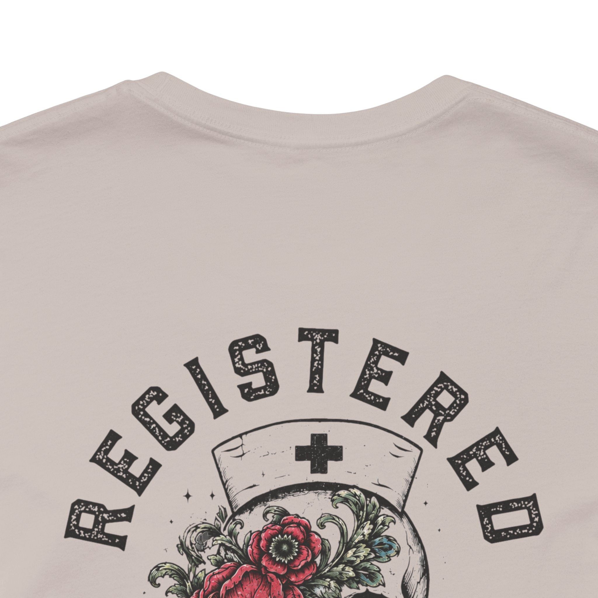Registered Nurse Vintage Skull Tee | Tattoo Style RN Shirt | Nurse Gift | Floral Skull Graphic Tee | Bella Canvas | Off Shift Studio