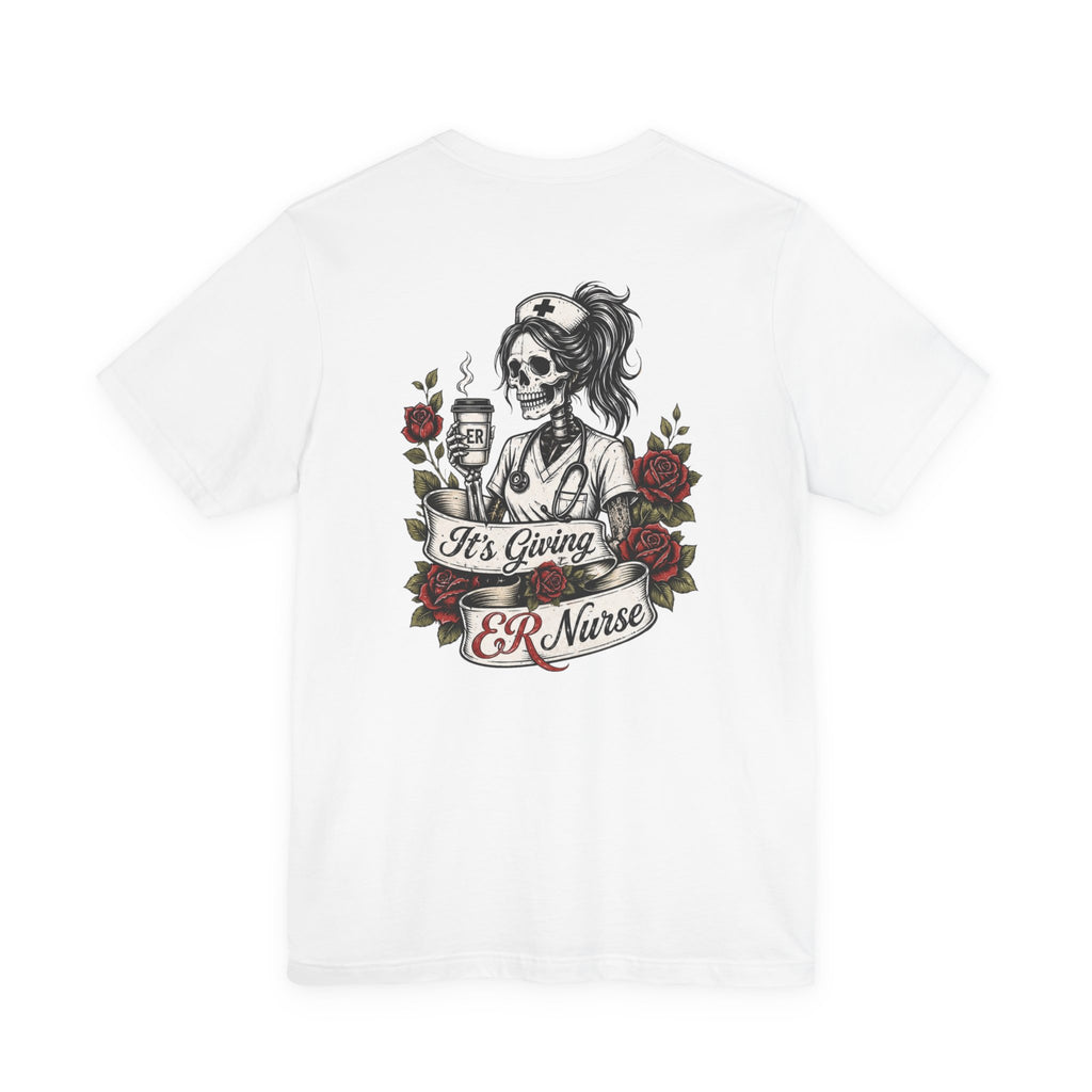 It's Giving ER Nurse Shirt | Funny ER Nurse Tee | Emergency Room Nurse Gift | Gothic Skeleton Nurse Shirt | Tattoo Style Healthcare T-Shirt