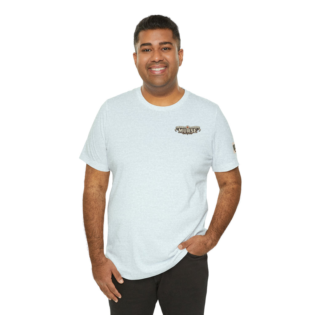 Murse Skull Nurse Graphic Tee — Vintage Medical Tattoo Back Print | Male Nurse Gift
