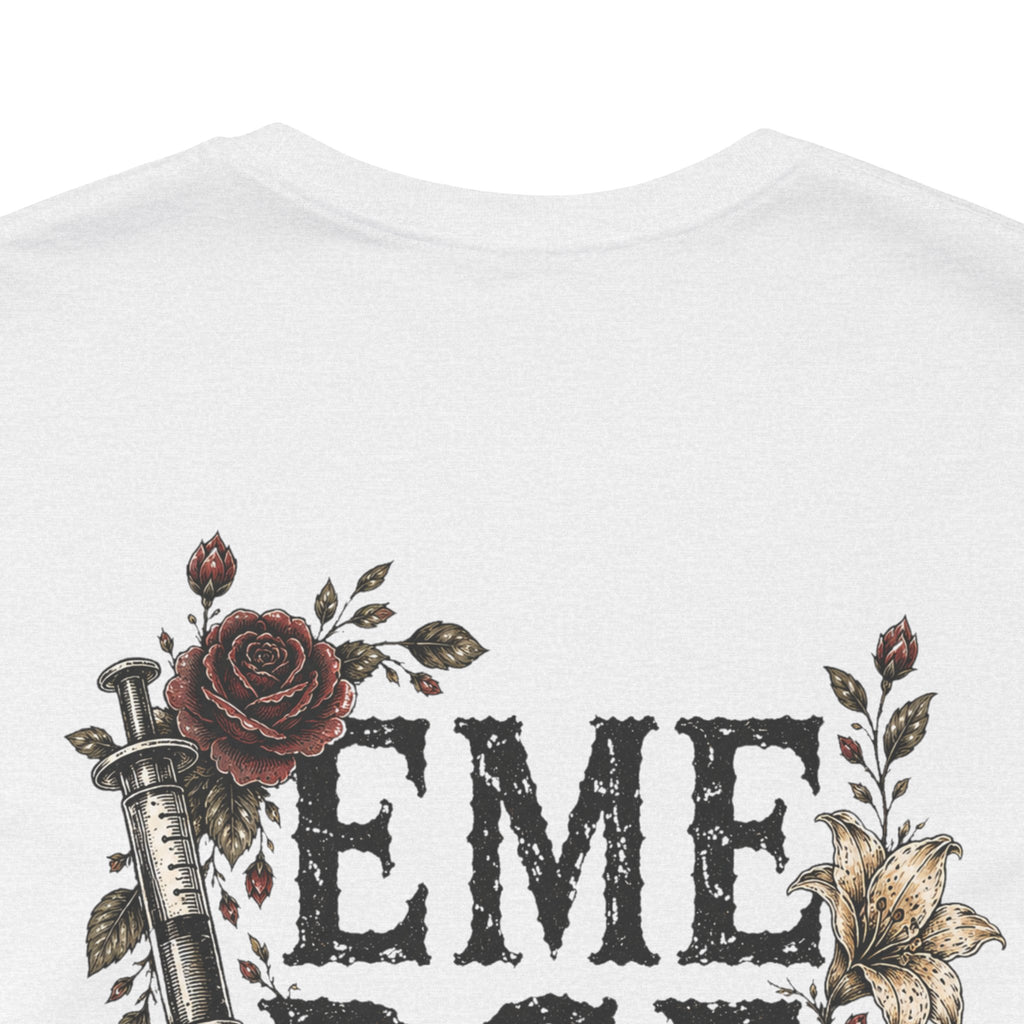 Emergency Nurse Shirt | Gothic Floral Nurse Tee | Vintage Tattoo Style ER Nurse T-Shirt | Bella & Canvas