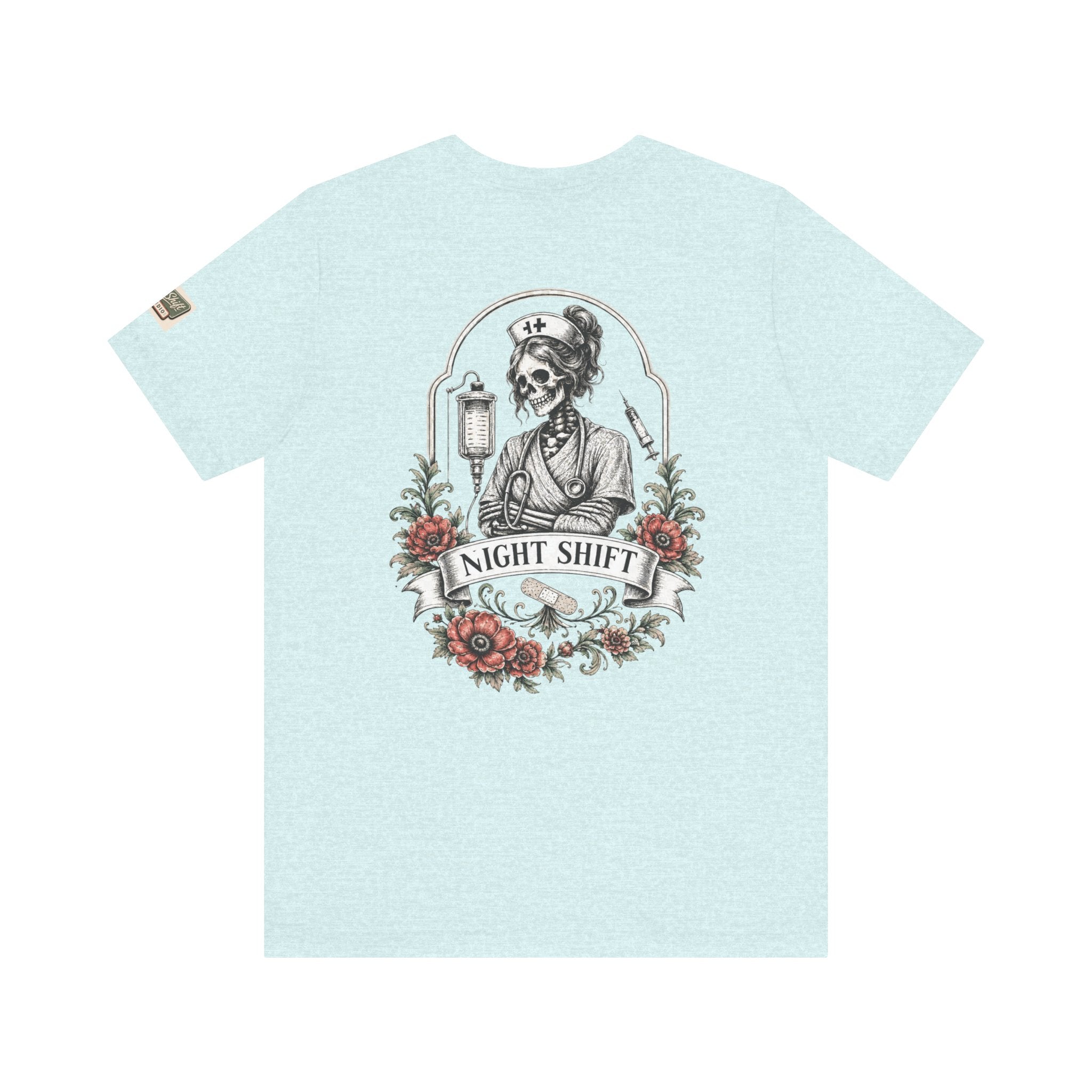 Night Shift Nurse Shirt | Skeleton Nurse T-Shirt | Tattoo Style Medical Shirt | Bella+Canvas