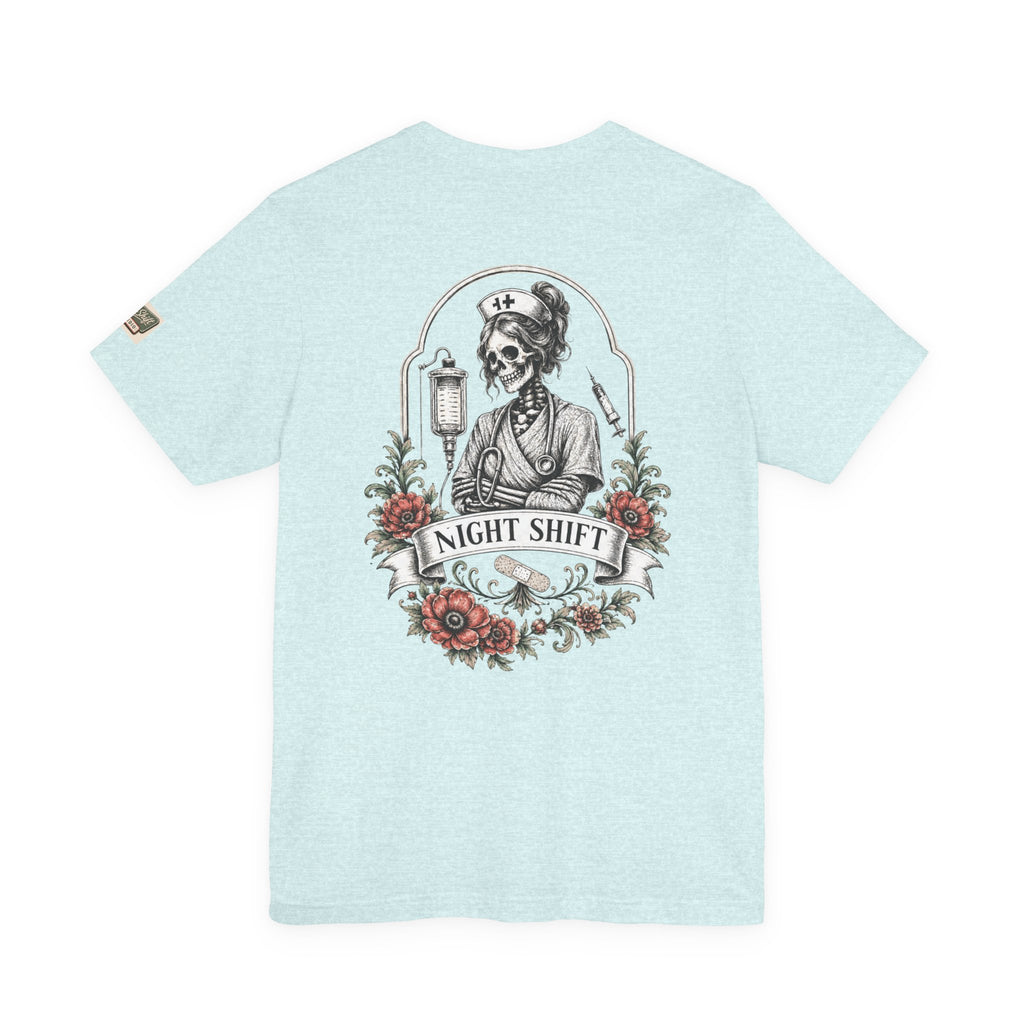 Night Shift Nurse Shirt | Skeleton Nurse T-Shirt | Tattoo Style Medical Shirt | Bella+Canvas