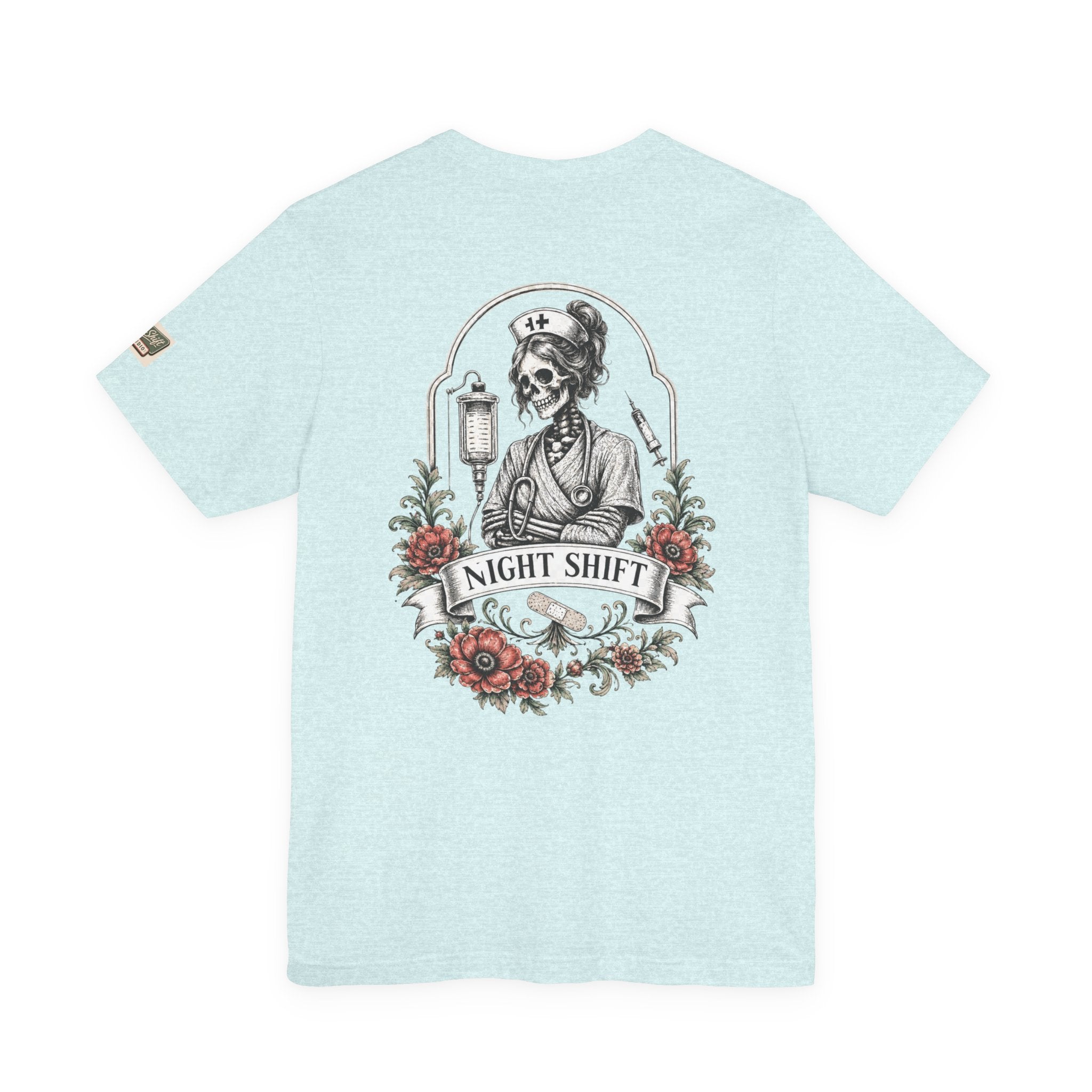 Night Shift Nurse Shirt | Skeleton Nurse T-Shirt | Tattoo Style Medical Shirt | Bella+Canvas