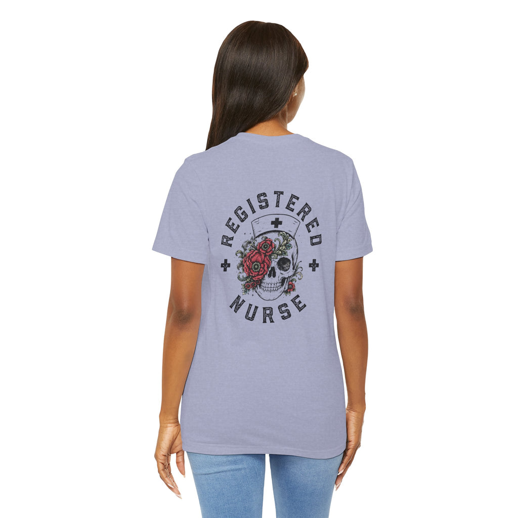 Registered Nurse Vintage Skull Tee | Tattoo Style RN Shirt | Nurse Gift | Floral Skull Graphic Tee | Bella Canvas | Off Shift Studio