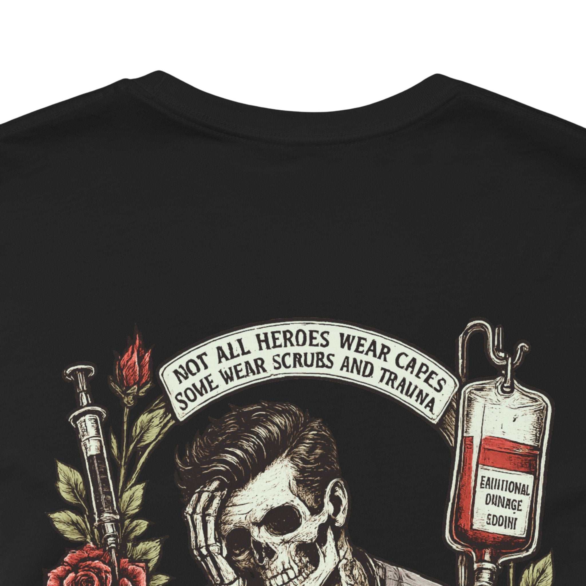 Murse Skull Nurse Graphic Tee — Vintage Medical Tattoo Back Print | Male Nurse Gift