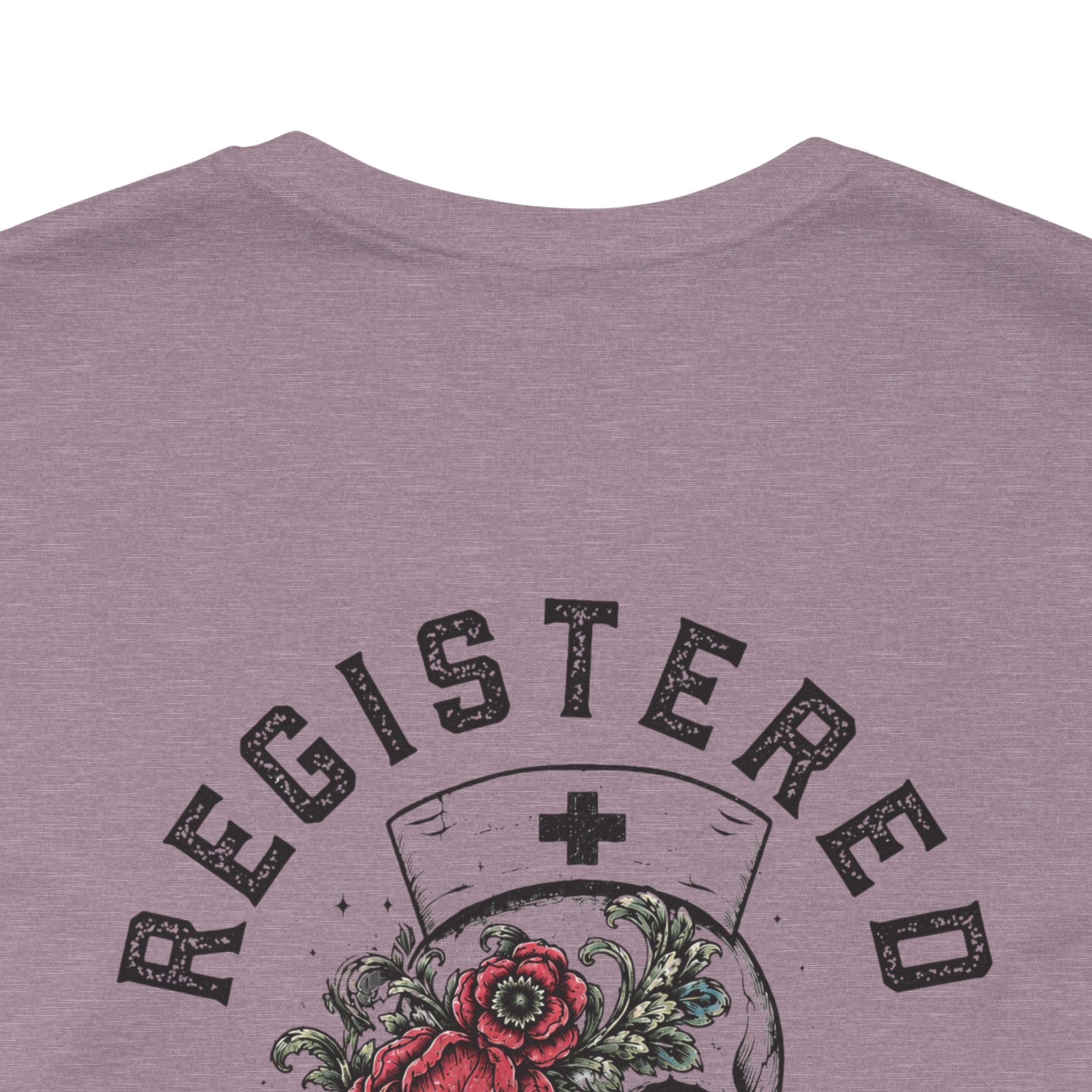 Registered Nurse Vintage Skull Tee | Tattoo Style RN Shirt | Nurse Gift | Floral Skull Graphic Tee | Bella Canvas | Off Shift Studio